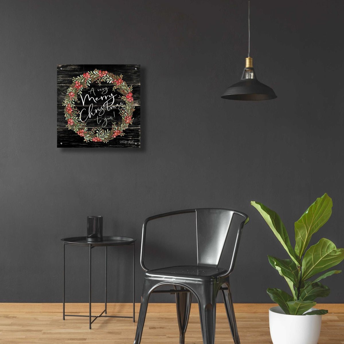 A Very Merry Christmas Wreath by Cindy Jacobs - 24x24 acrylic wall art in a room