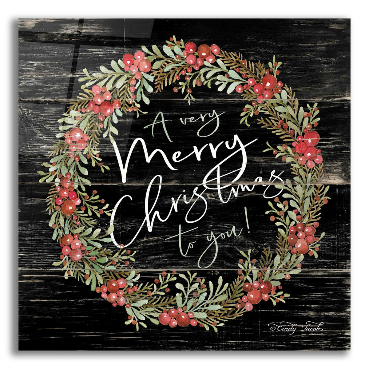 A Very Merry Christmas Wreath by Cindy Jacobs acrylic glass wall art