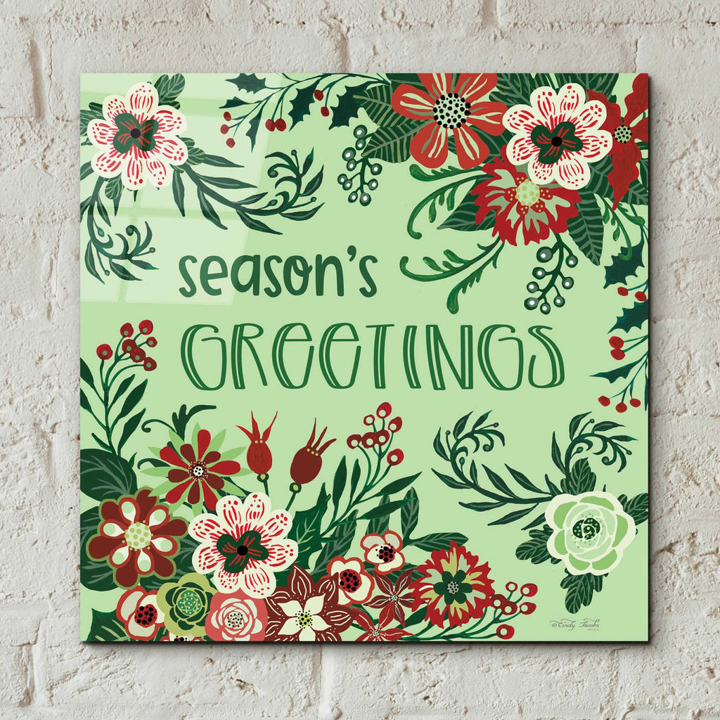 Season's Greetings Florals by Cindy Jacobs - 12x12 acrylic wall art in a room