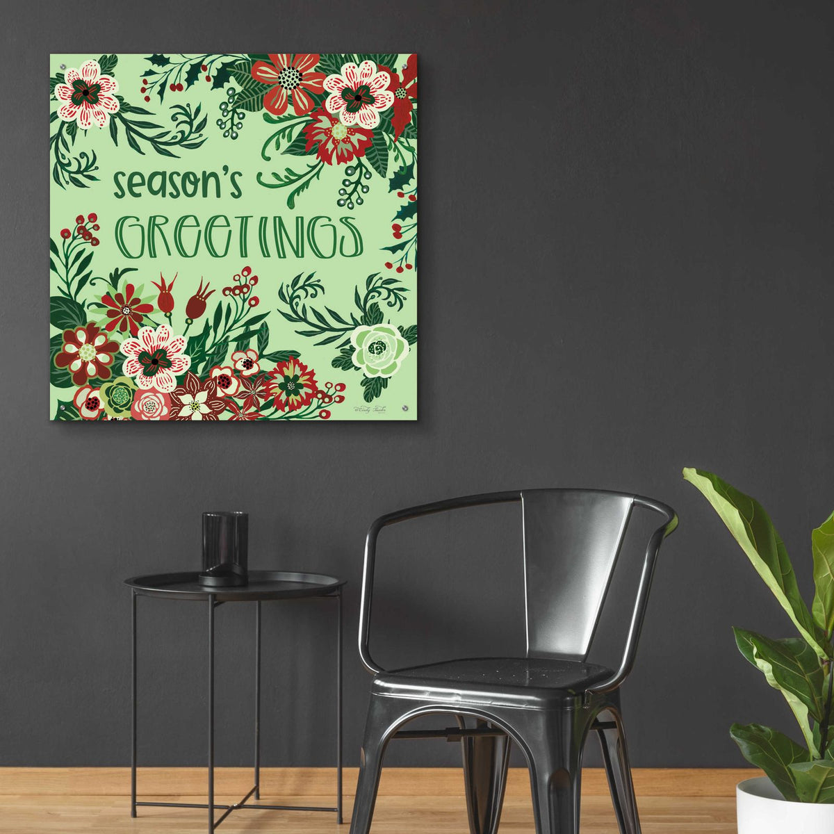 Season's Greetings Florals by Cindy Jacobs - 36x36 acrylic wall art in a room