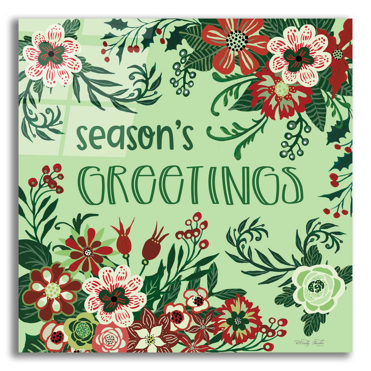 Season's Greetings Florals by Cindy Jacobs acrylic glass wall art