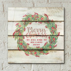 Merry Christmas Candy Cane Wreath by Cindy Jacobs - 12x12 acrylic wall art in a room