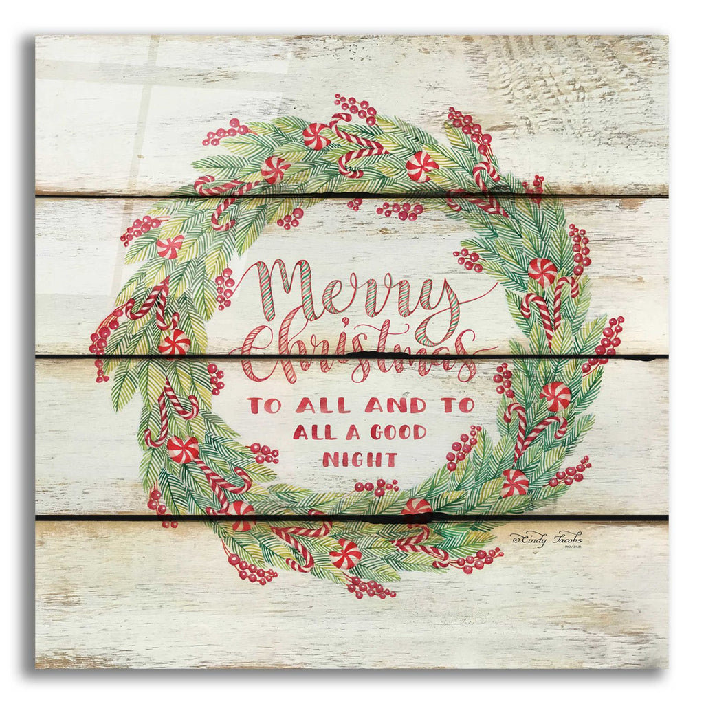 Merry Christmas Candy Cane Wreath by Cindy Jacobs acrylic glass wall art