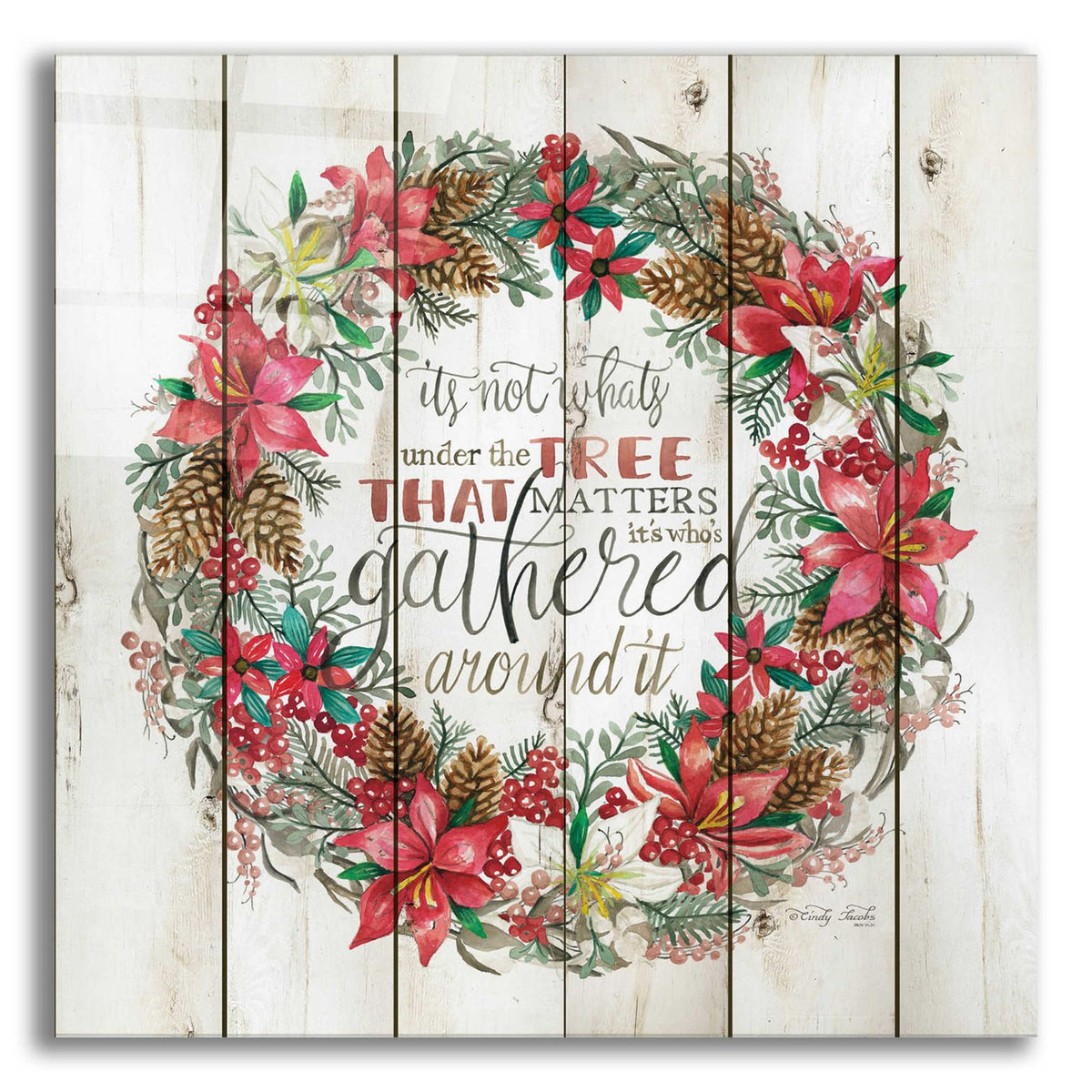Gathered Around the Tree Wreath by Cindy Jacobs acrylic glass wall art