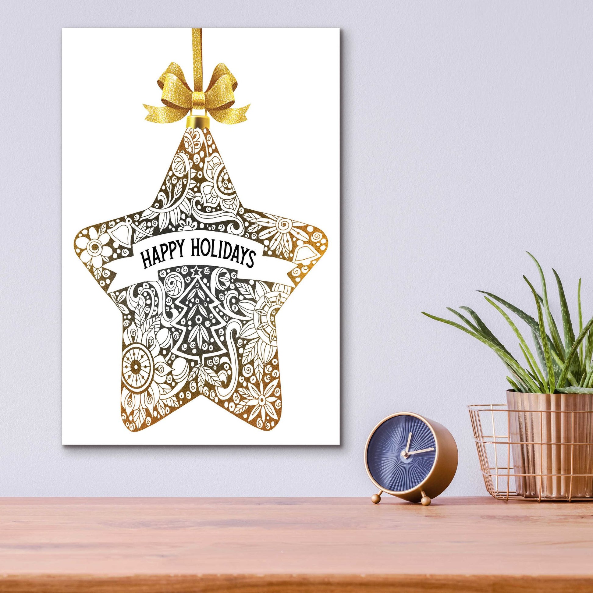 Epic Art 'Happy Holidays Star Ornament' by Cindy Jacobs, Acrylic Glass Wall Art,12x16