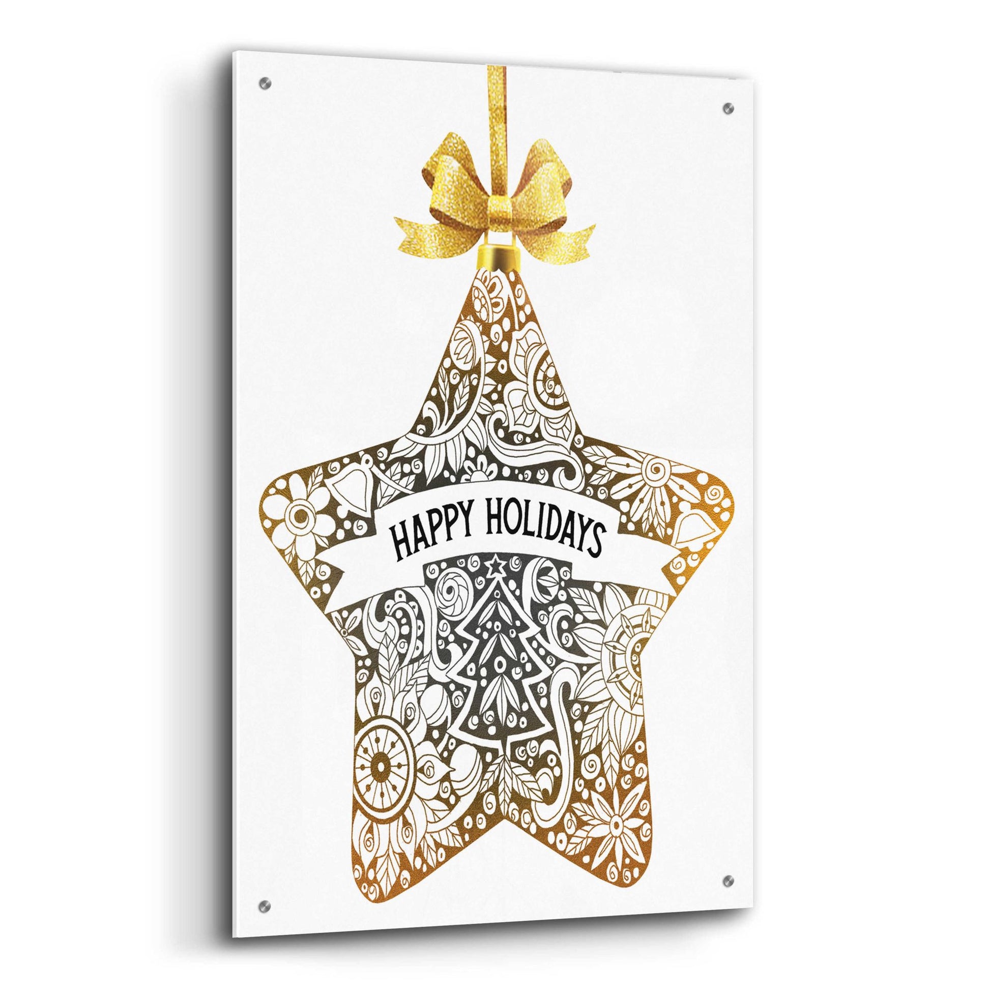 Epic Art 'Happy Holidays Star Ornament' by Cindy Jacobs, Acrylic Glass Wall Art,24x36