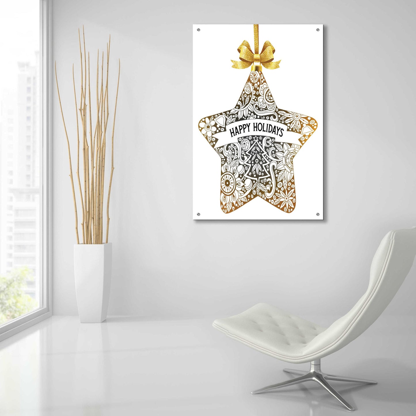 Epic Art 'Happy Holidays Star Ornament' by Cindy Jacobs, Acrylic Glass Wall Art,24x36