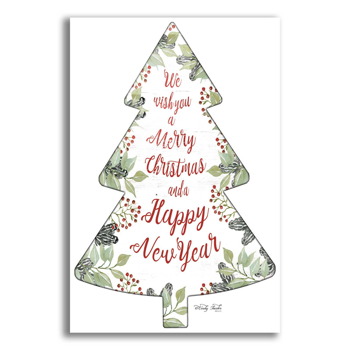 Merry Christmas Wishes Tree by Cindy Jacobs acrylic glass wall art