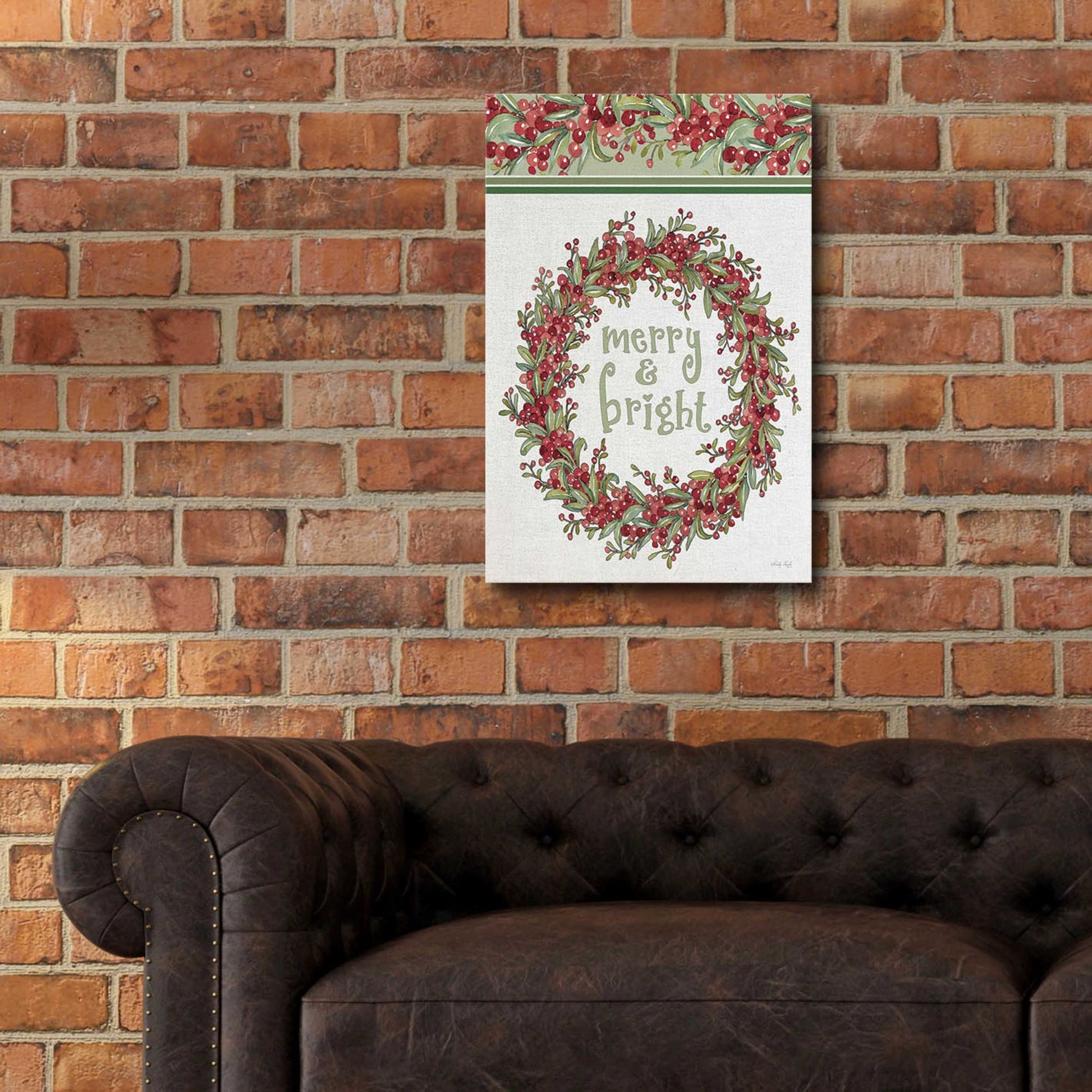 Epic Art 'Merry & Bright Wreath Design' by Cindy Jacobs, Acrylic Glass Wall Art,16x24