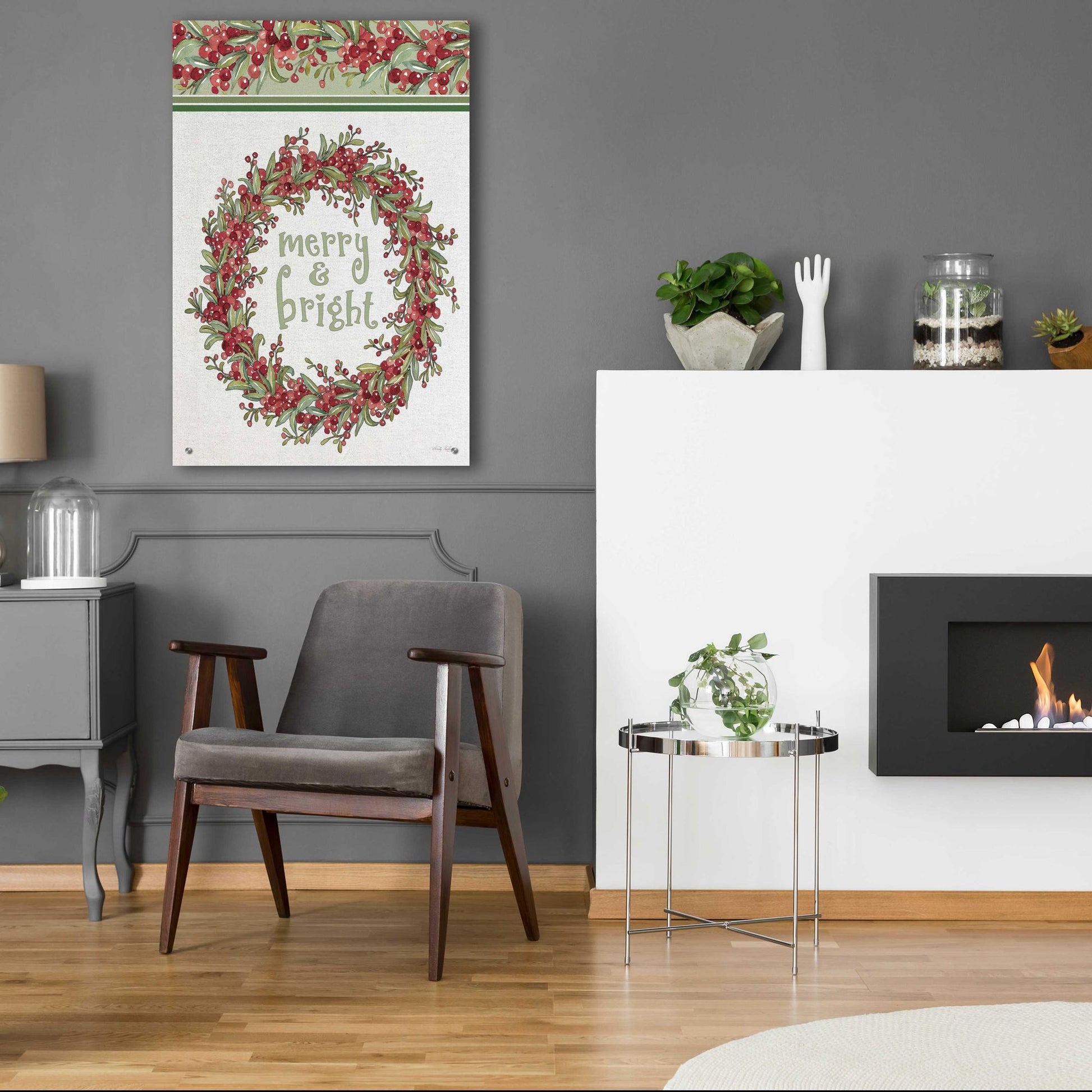 Epic Art 'Merry & Bright Wreath Design' by Cindy Jacobs, Acrylic Glass Wall Art,24x36