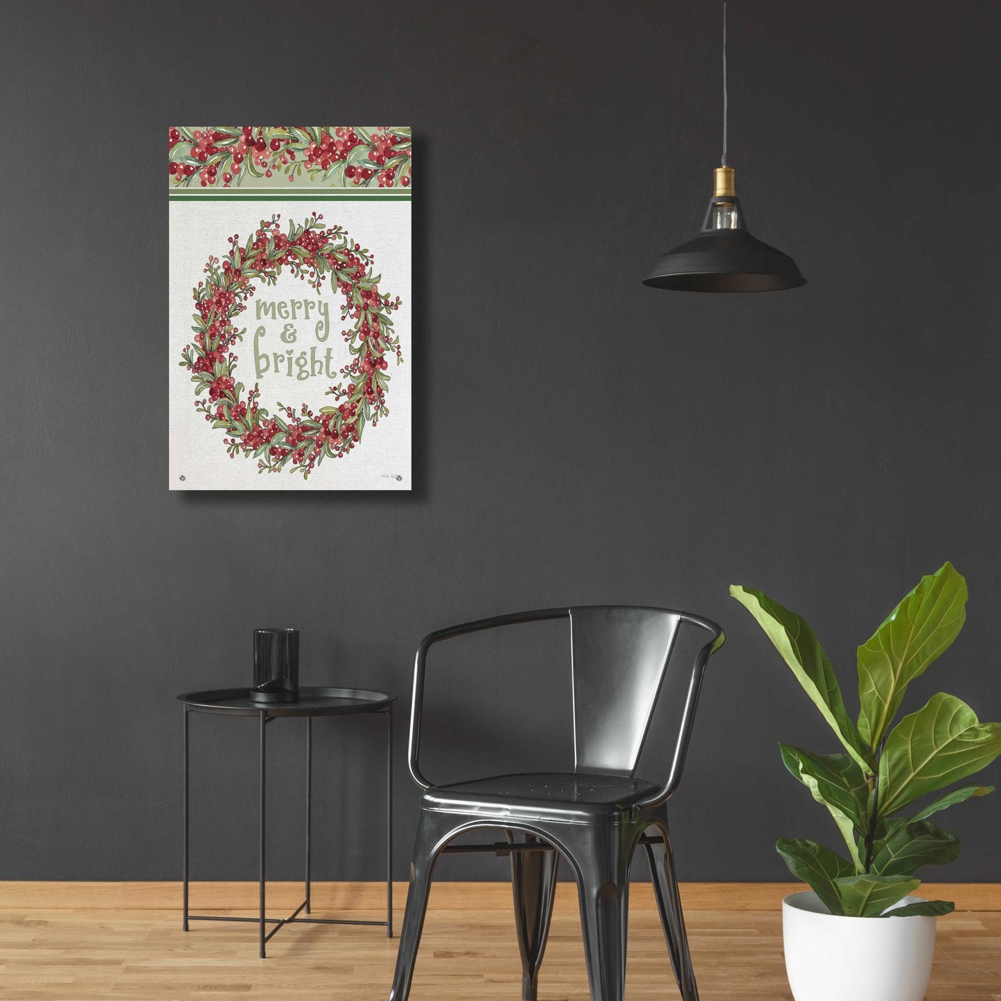 Epic Art 'Merry & Bright Wreath Design' by Cindy Jacobs, Acrylic Glass Wall Art,24x36