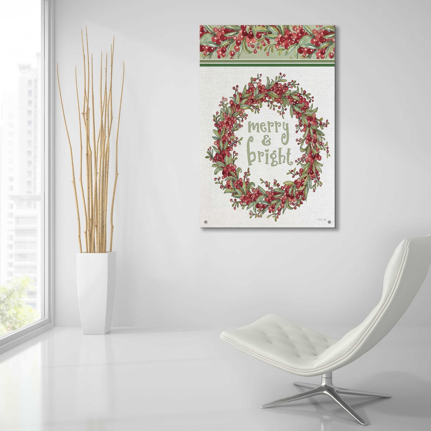 Epic Art 'Merry & Bright Wreath Design' by Cindy Jacobs, Acrylic Glass Wall Art,24x36