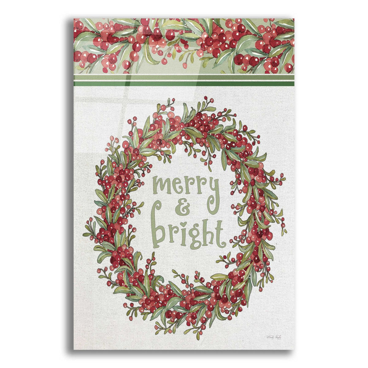 Merry & Bright Wreath Design by Cindy Jacobs acrylic glass wall art