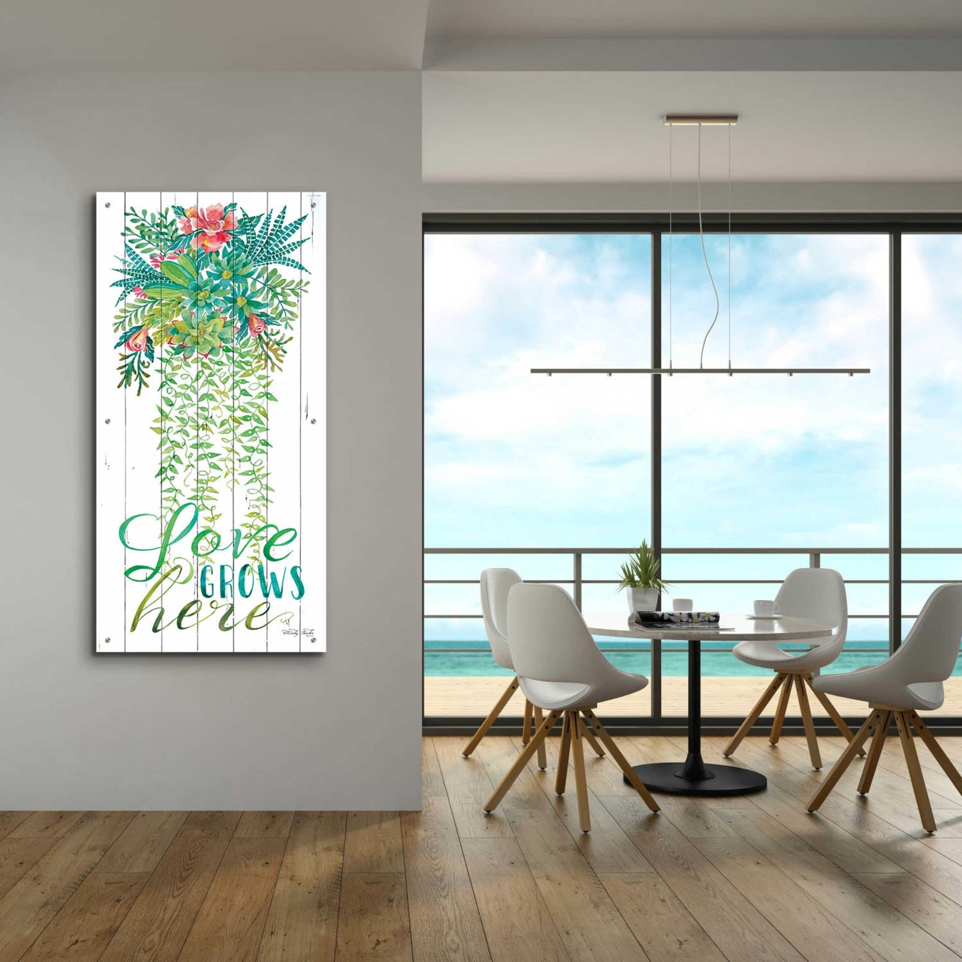 Epic Art 'Love Grows Hanging Plant' by Cindy Jacobs, Acrylic Glass Wall Art,24x48