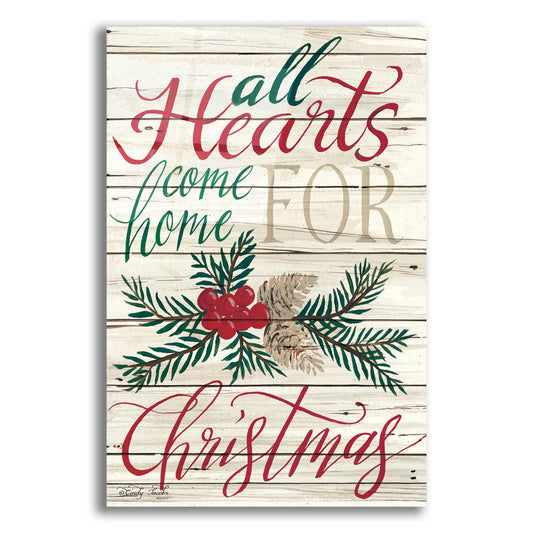 Epic Art 'All Hearts Come Home for Christmas Shiplap 2' by Cindy Jacobs, Acrylic Glass Wall Art