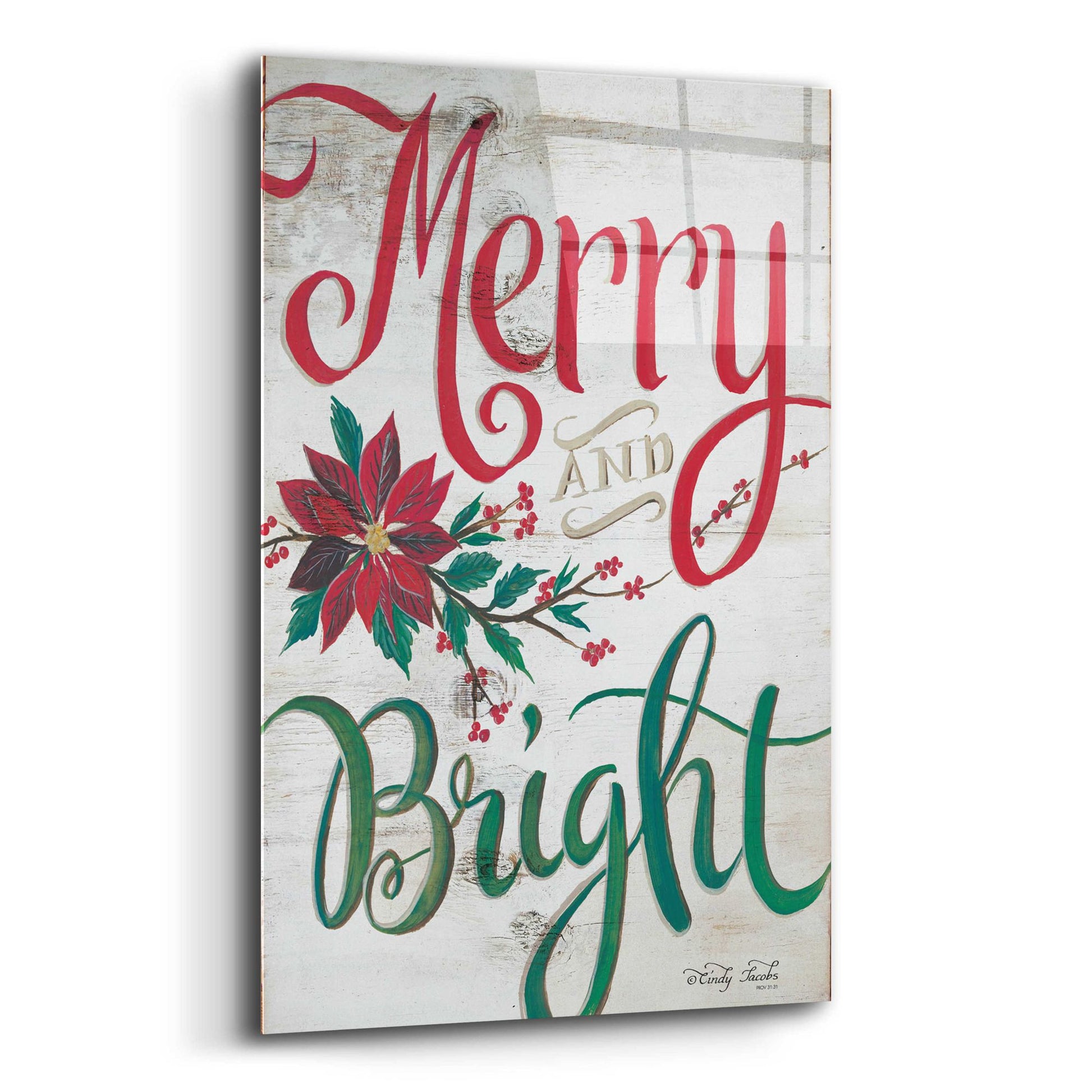 Epic Art 'Merry and Bright' by Cindy Jacobs, Acrylic Glass Wall Art,12x16