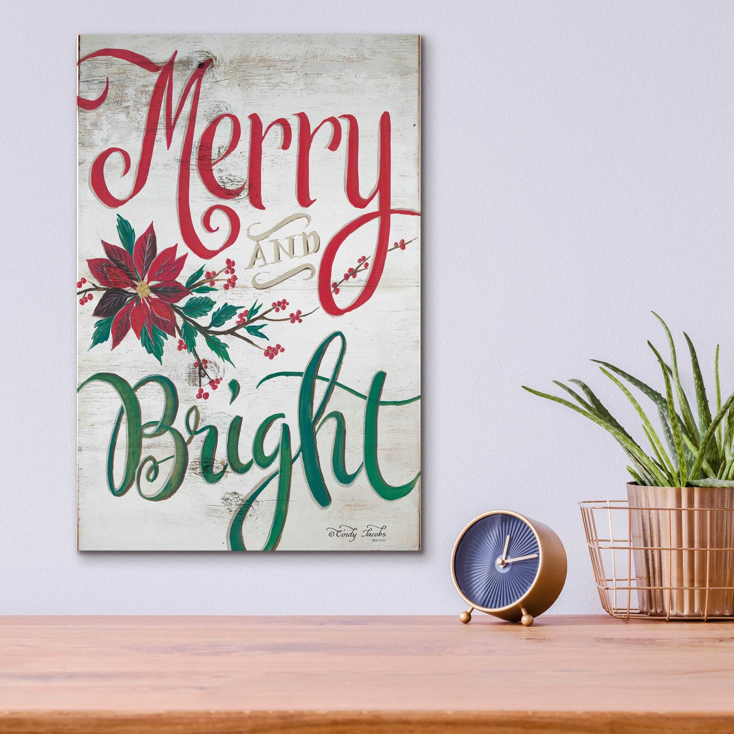 Epic Art 'Merry and Bright' by Cindy Jacobs, Acrylic Glass Wall Art,12x16