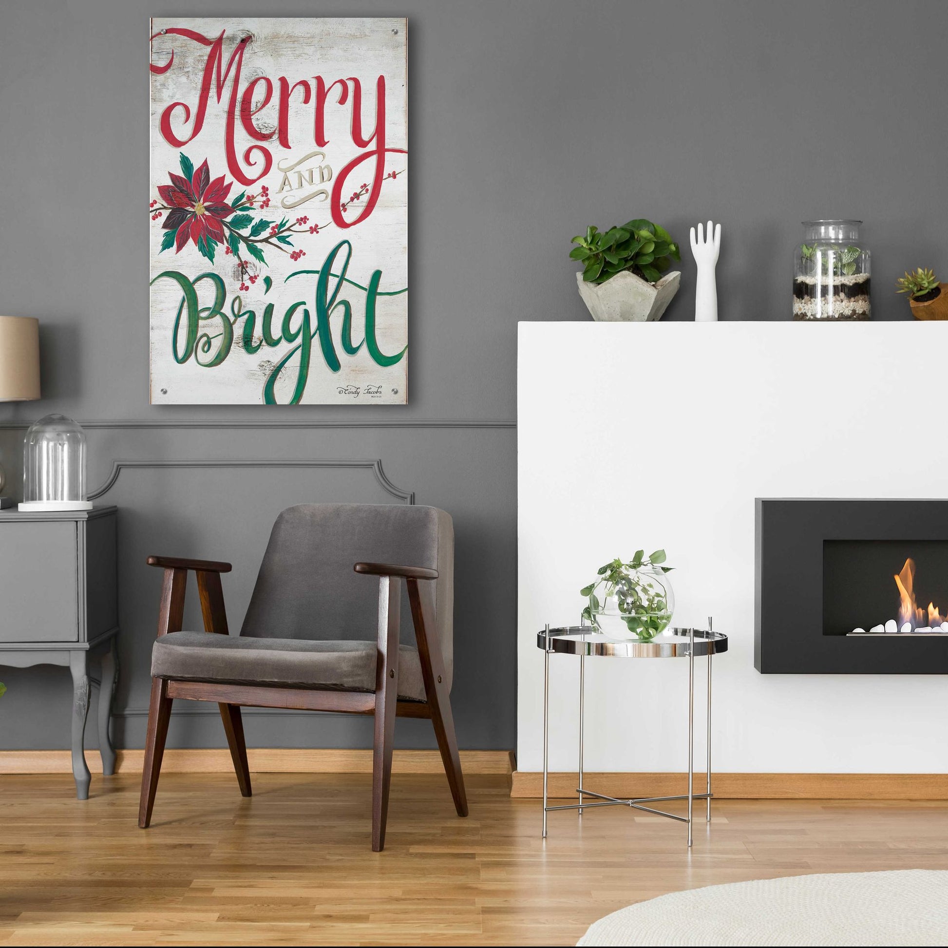 Epic Art 'Merry and Bright' by Cindy Jacobs, Acrylic Glass Wall Art,24x36