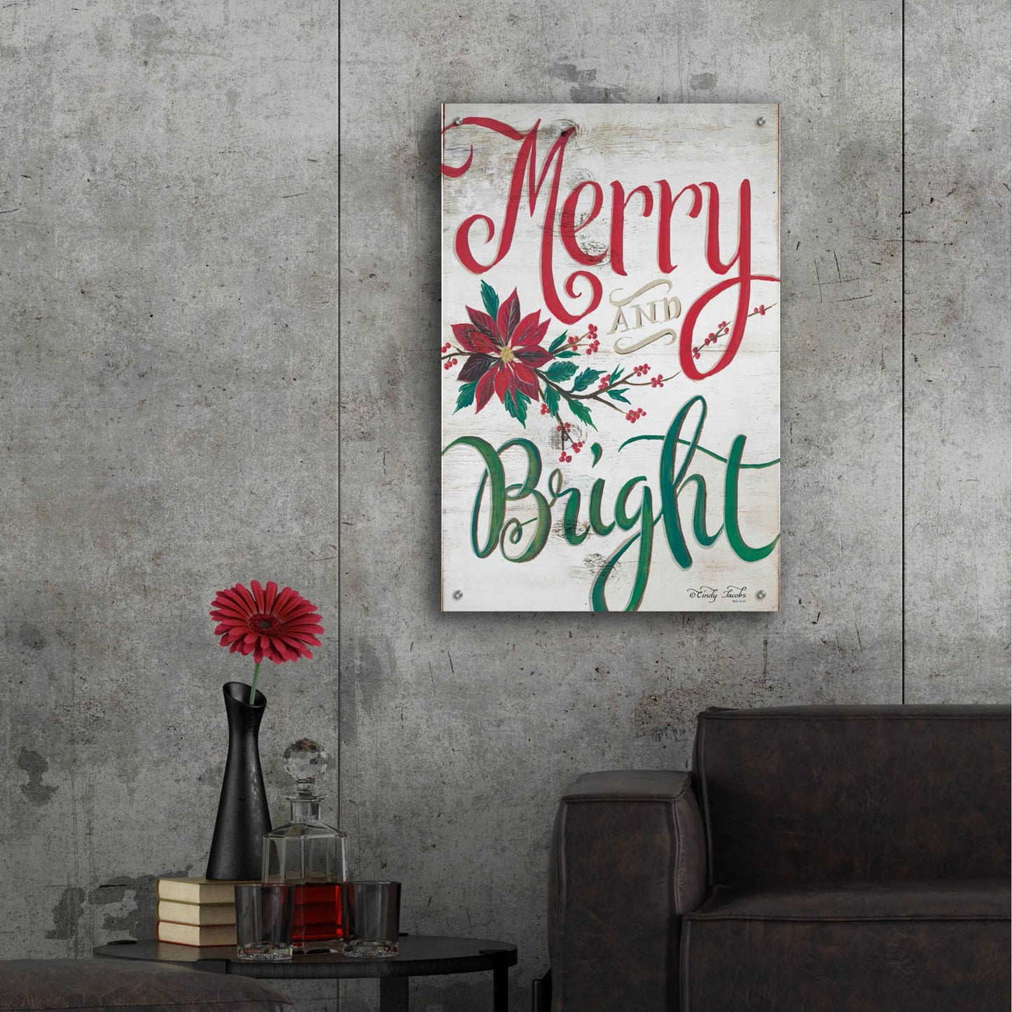 Epic Art 'Merry and Bright' by Cindy Jacobs, Acrylic Glass Wall Art,24x36