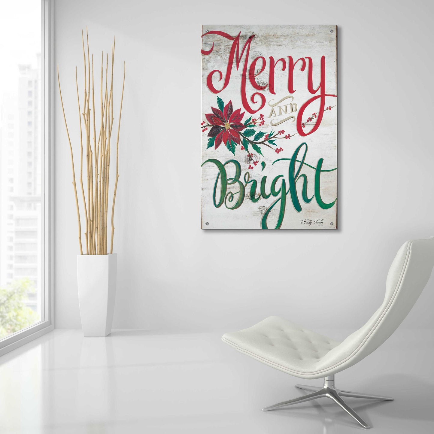 Epic Art 'Merry and Bright' by Cindy Jacobs, Acrylic Glass Wall Art,24x36