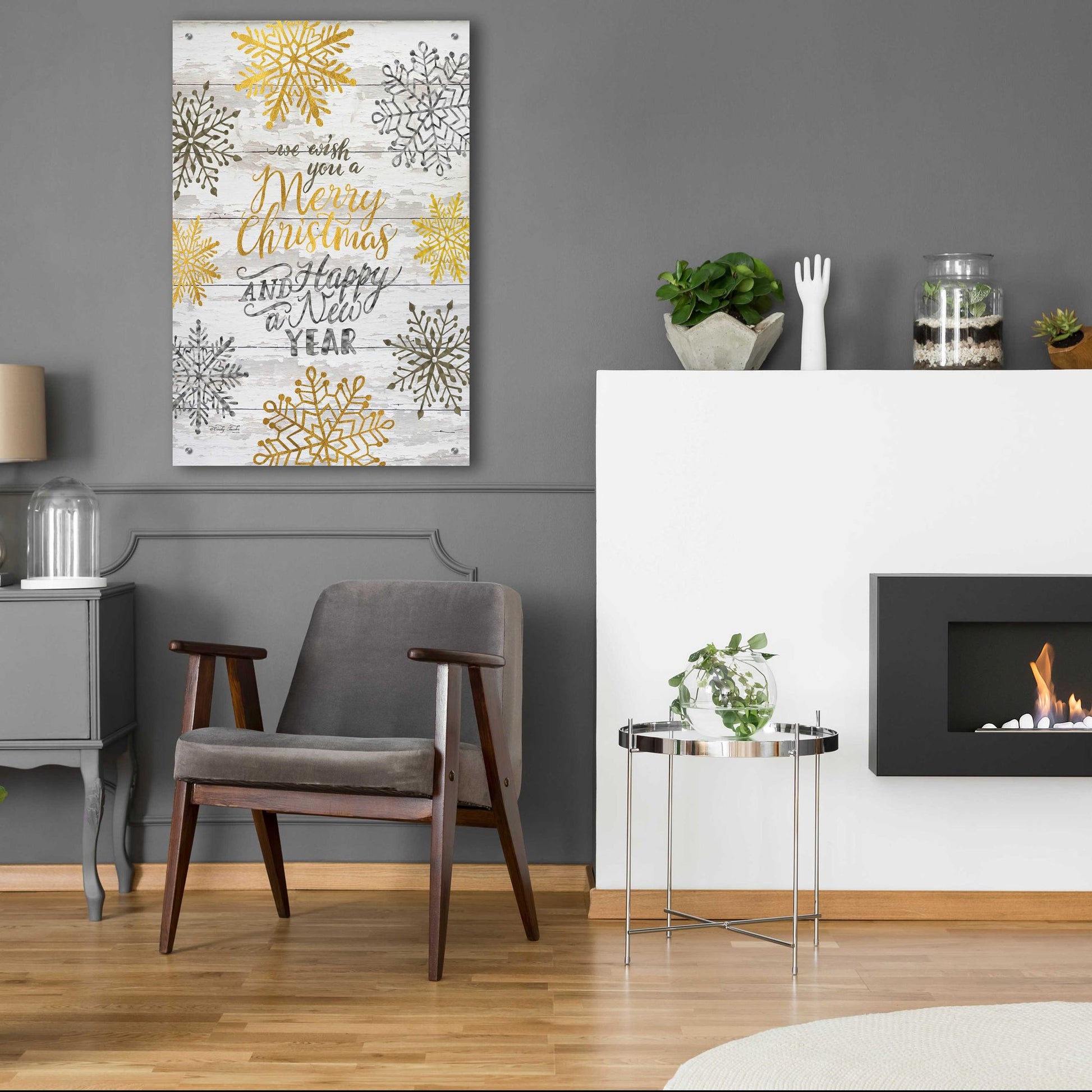 Epic Art 'Merry Christmas and Happy New Year' by Cindy Jacobs, Acrylic Glass Wall Art,24x36