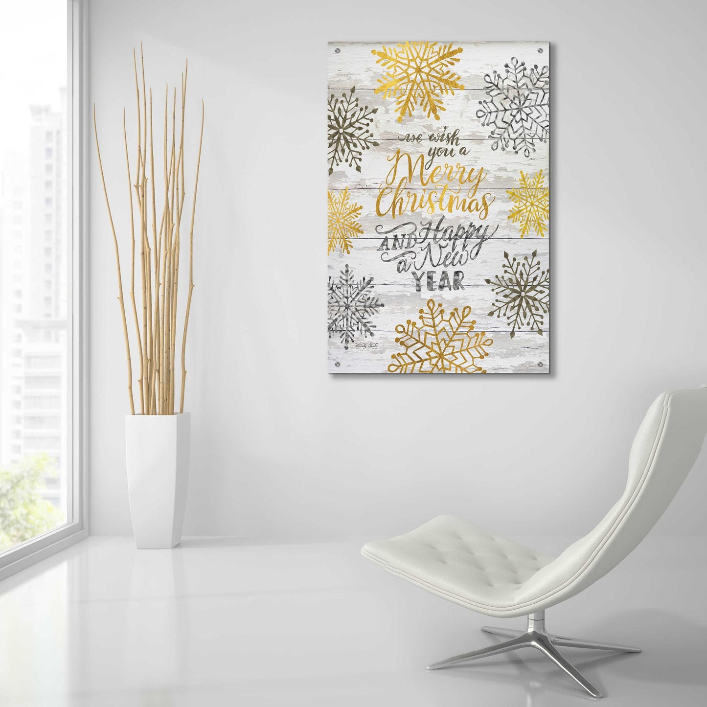 Epic Art 'Merry Christmas and Happy New Year' by Cindy Jacobs, Acrylic Glass Wall Art,24x36