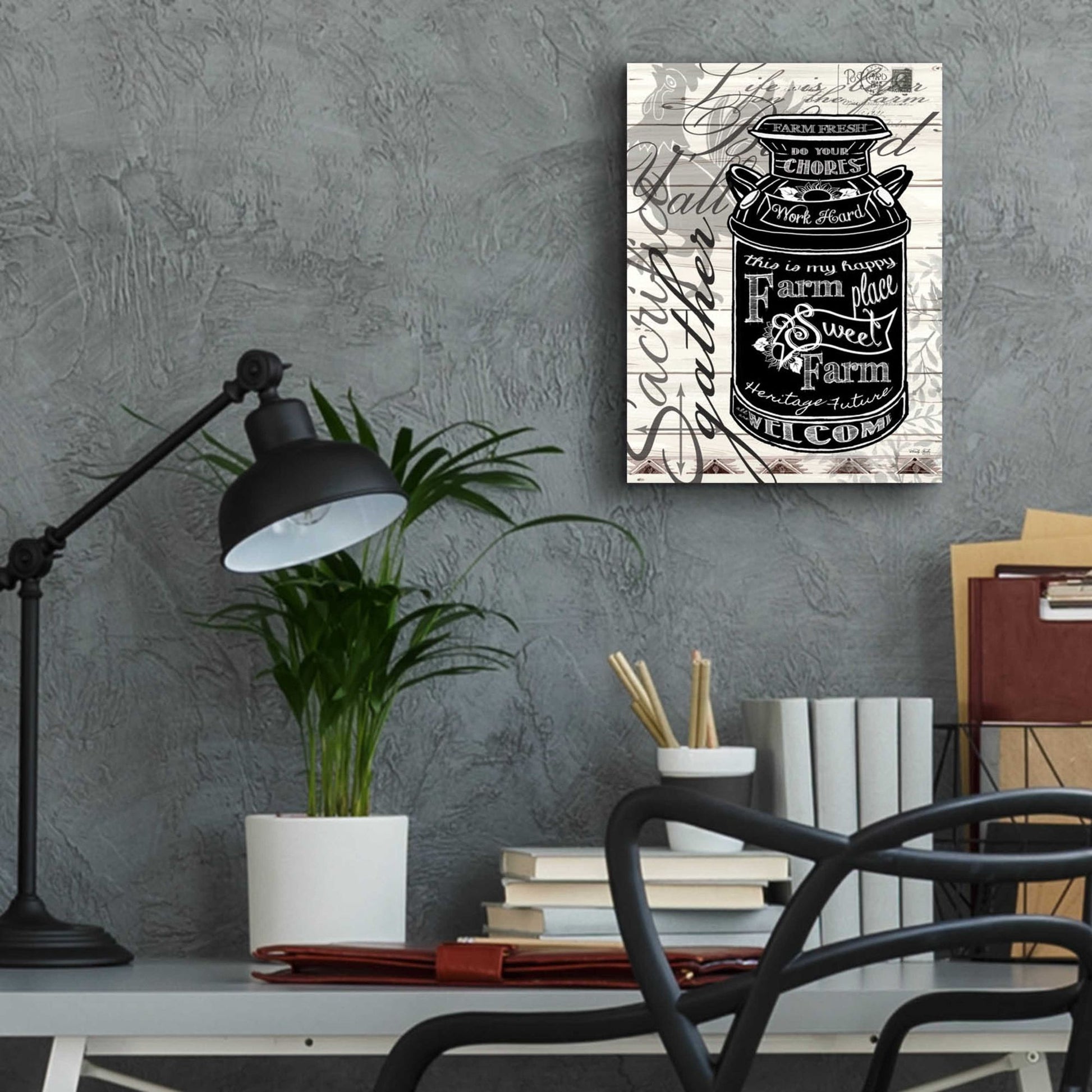 Epic Art 'Farm Sweet Farm Milk Can' by Cindy Jacobs, Acrylic Glass Wall Art,12x16