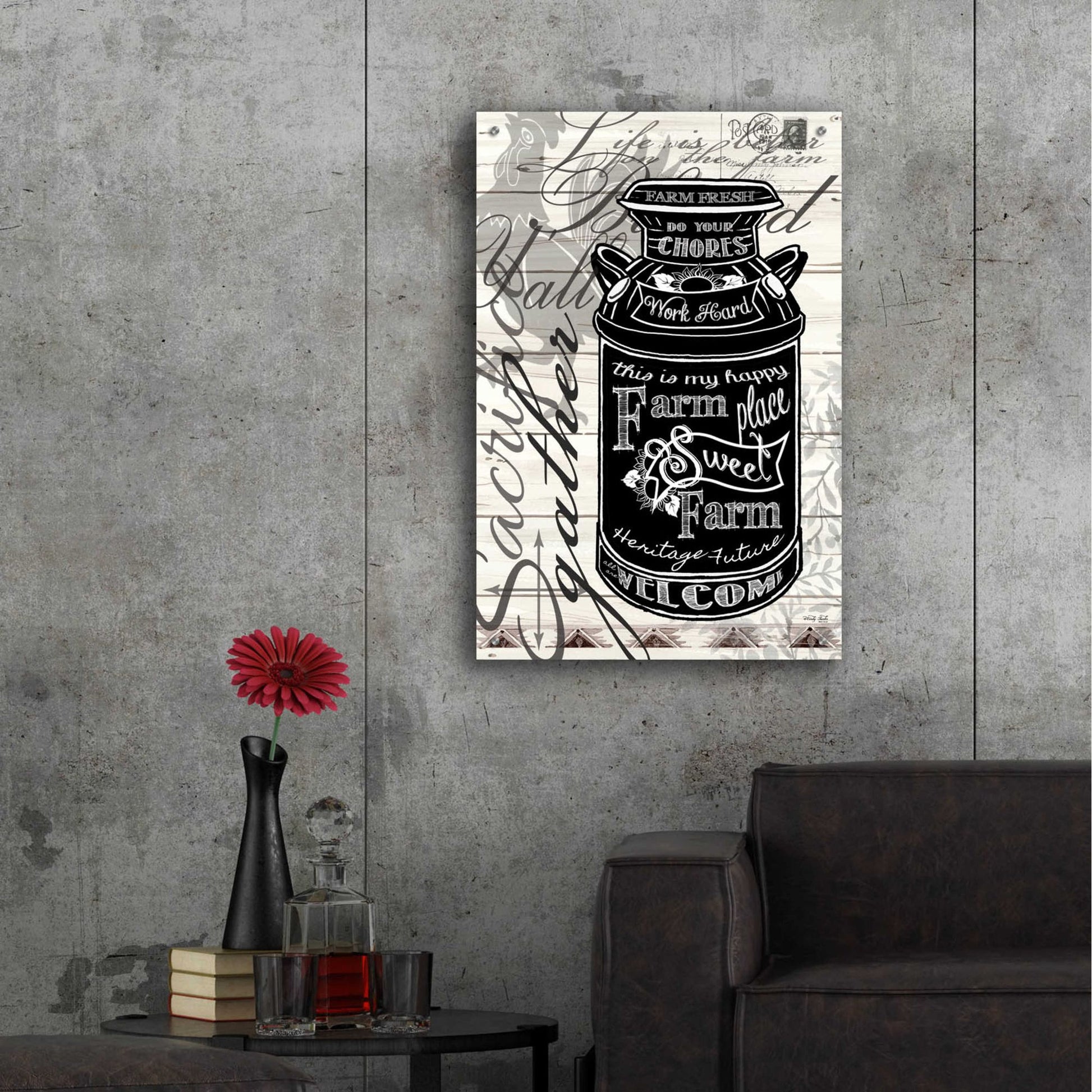 Epic Art 'Farm Sweet Farm Milk Can' by Cindy Jacobs, Acrylic Glass Wall Art,24x36