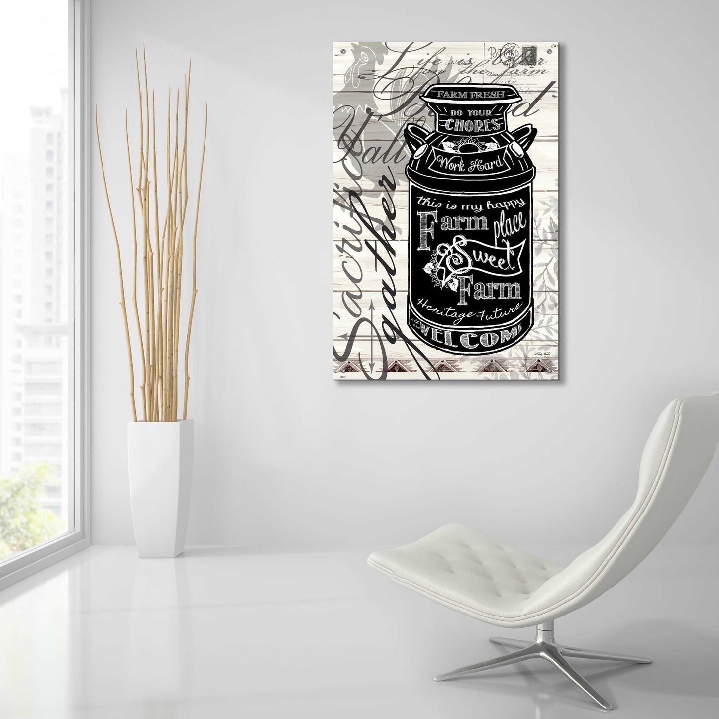 Epic Art 'Farm Sweet Farm Milk Can' by Cindy Jacobs, Acrylic Glass Wall Art,24x36