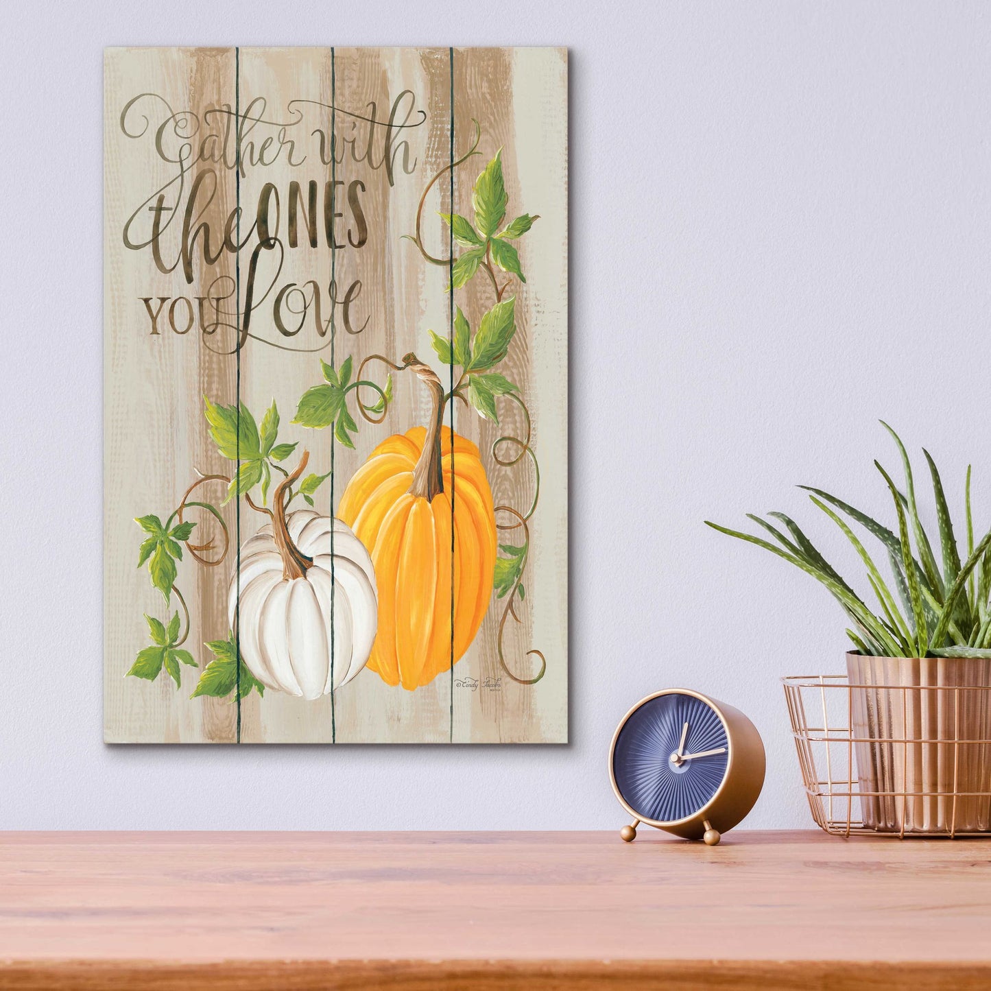 Epic Art 'Gather Pumpkins' by Cindy Jacobs, Acrylic Glass Wall Art,12x16