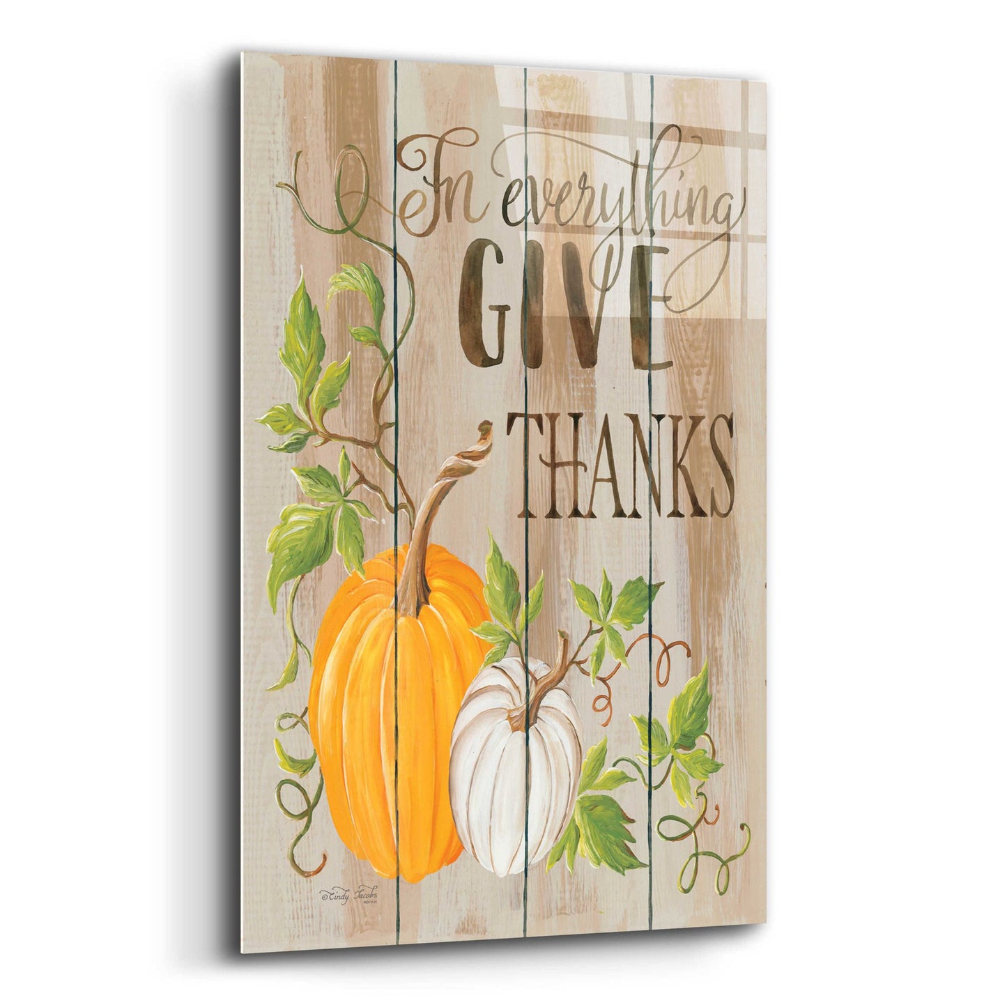 Epic Art 'For Everything Give Thanks' by Cindy Jacobs, Acrylic Glass Wall Art,12x16