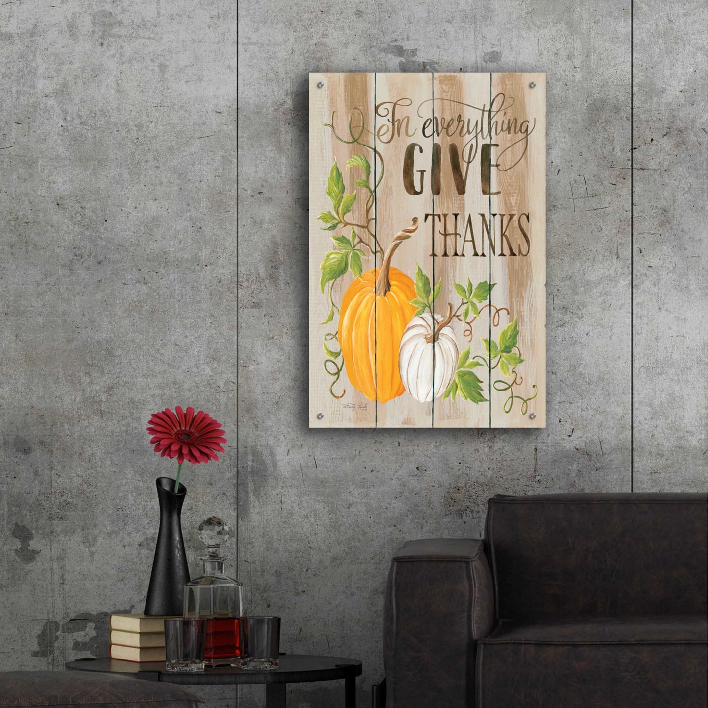 Epic Art 'For Everything Give Thanks' by Cindy Jacobs, Acrylic Glass Wall Art,24x36