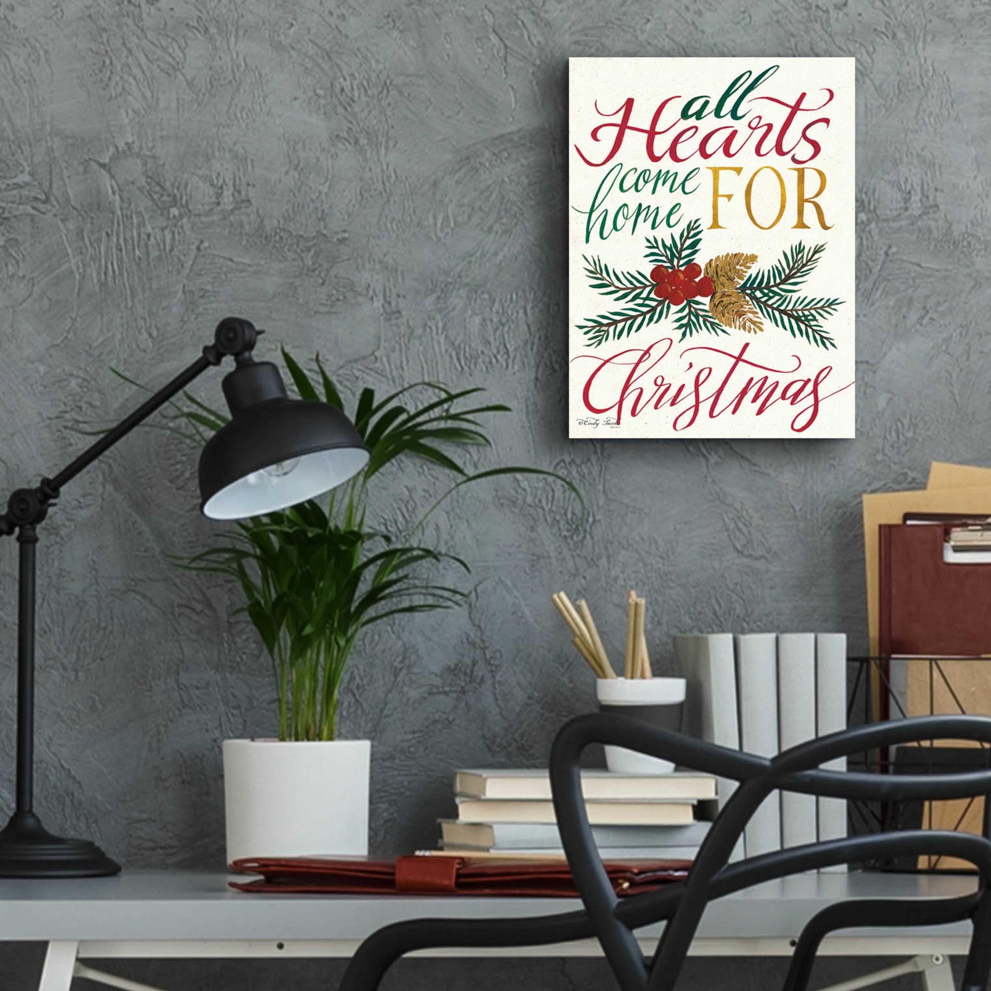 Epic Art 'All Hearts Come Home For Christmas' by Cindy Jacobs, Acrylic Glass Wall Art,12x16