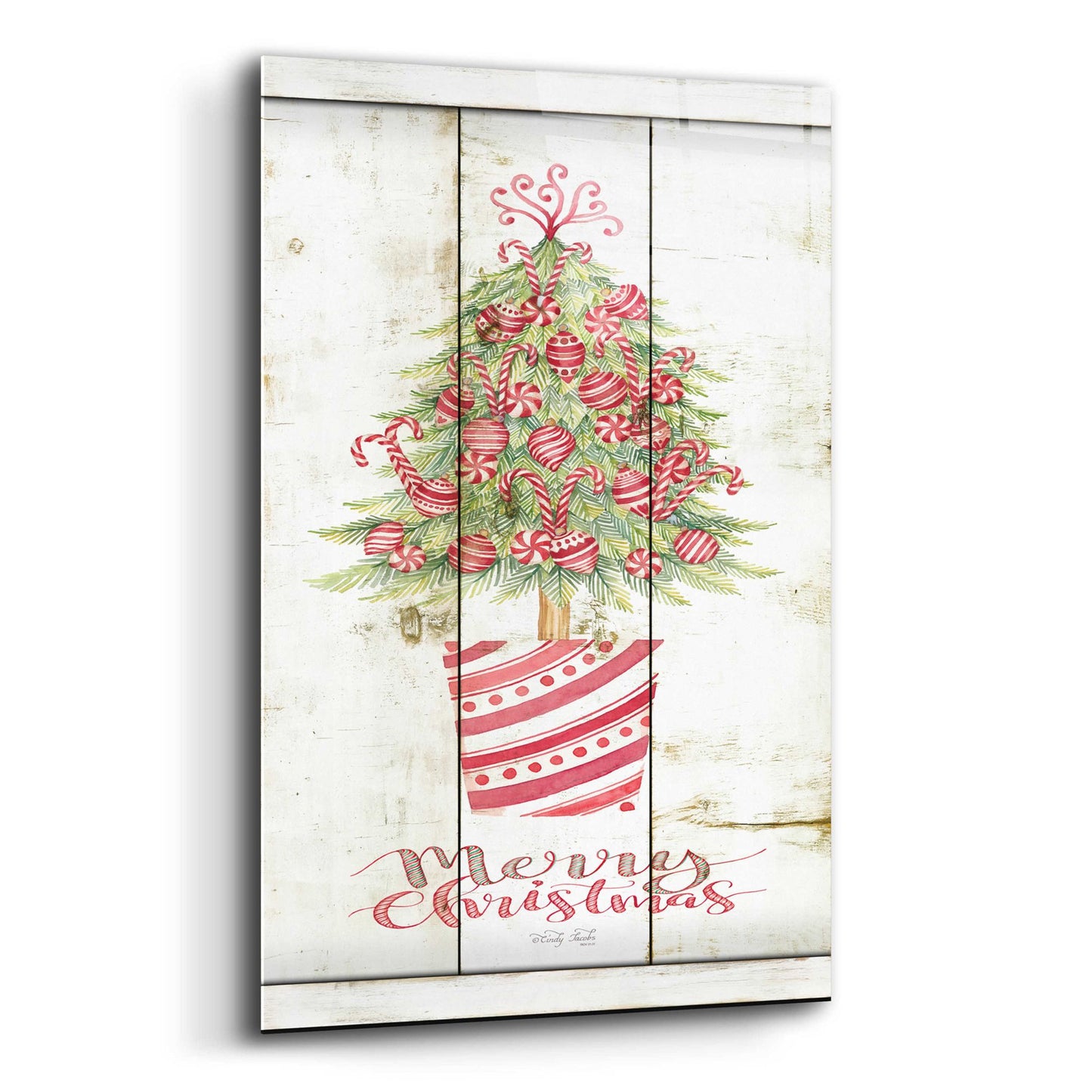 Epic Art 'Candy Cane Christmas Tree' by Cindy Jacobs, Acrylic Glass Wall Art,12x16