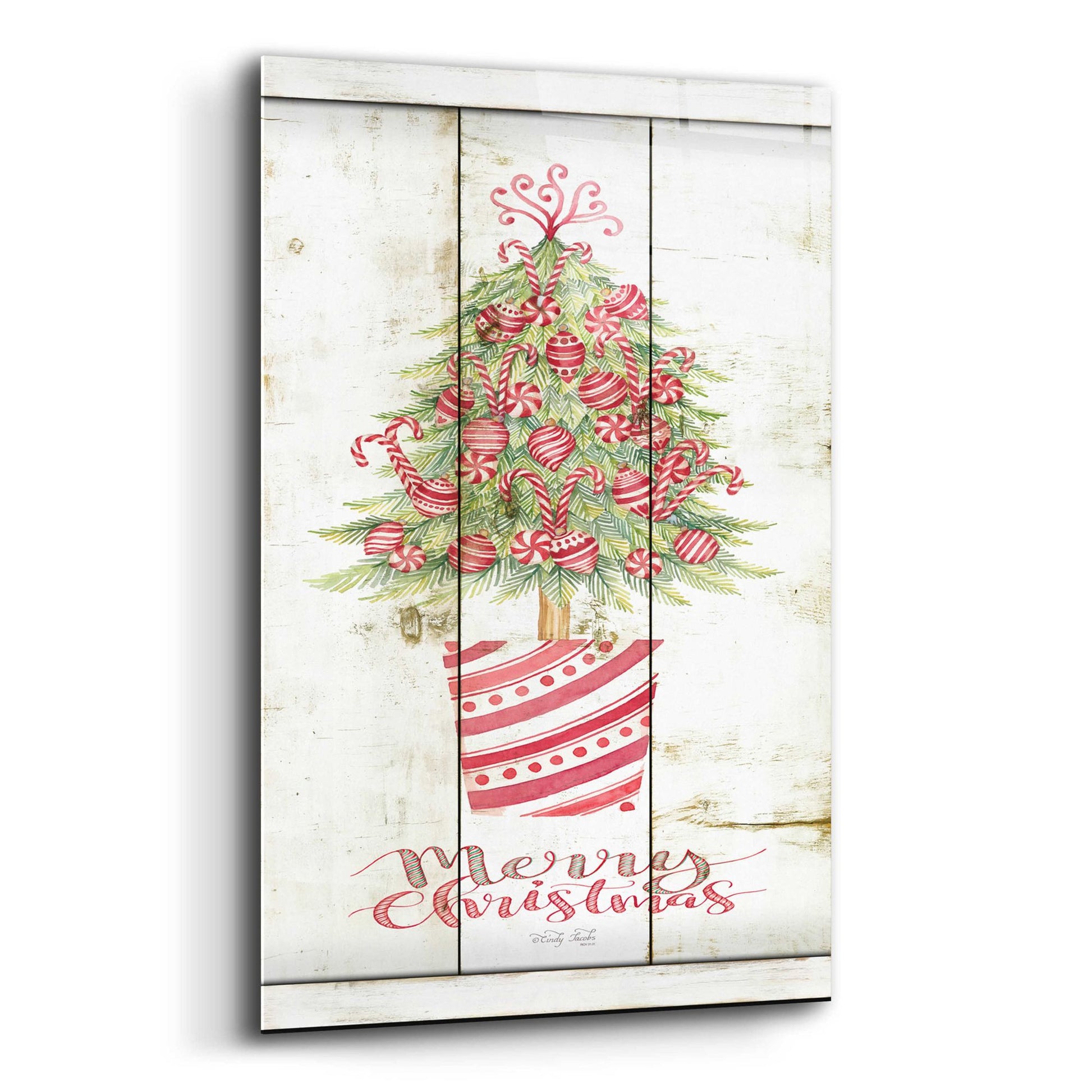 Epic Art 'Candy Cane Christmas Tree' by Cindy Jacobs, Acrylic Glass Wall Art,12x16