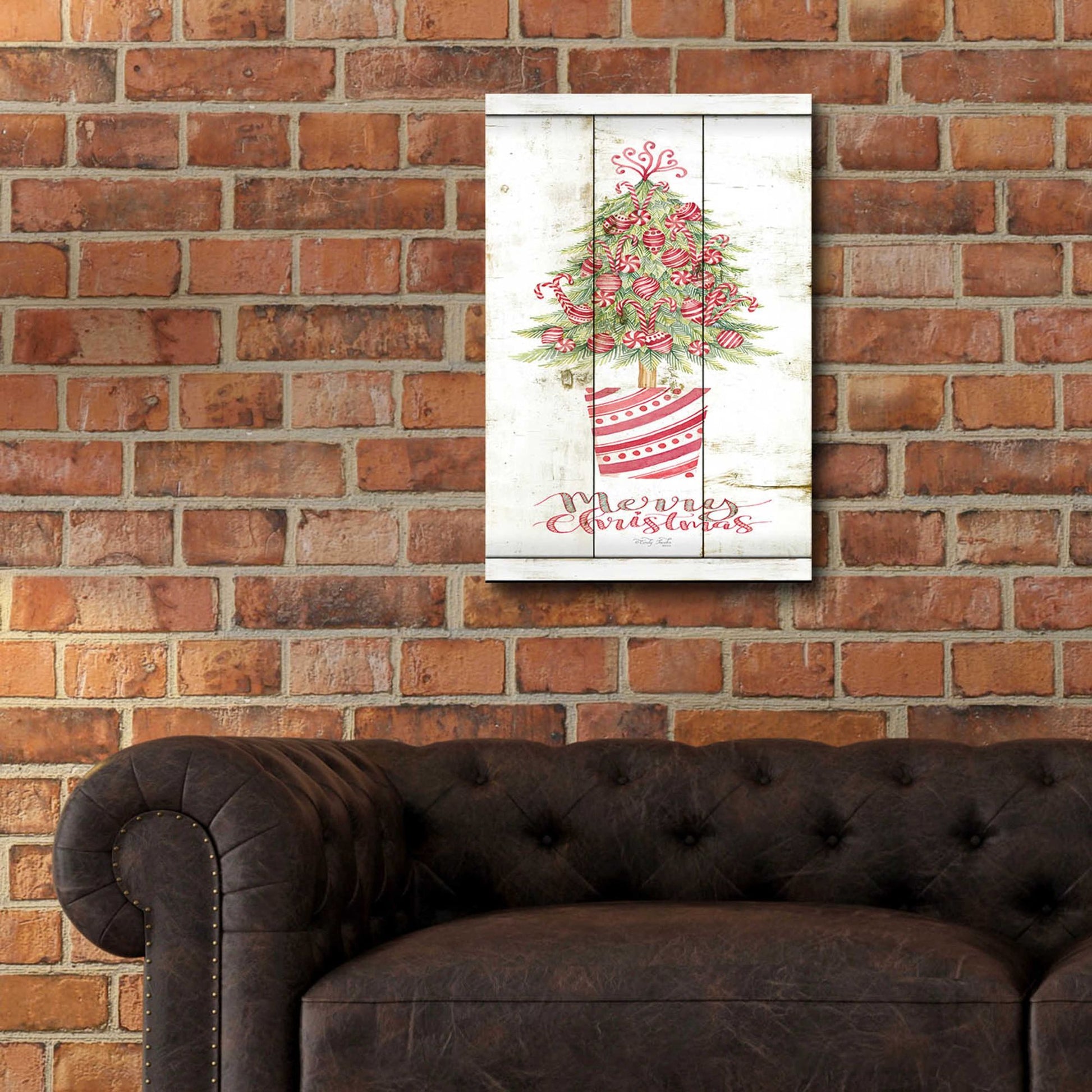 Epic Art 'Candy Cane Christmas Tree' by Cindy Jacobs, Acrylic Glass Wall Art,16x24