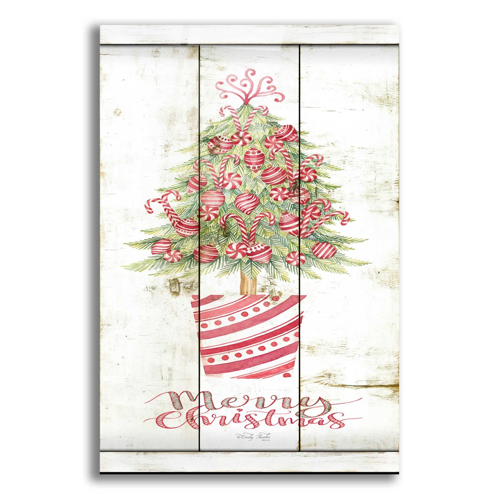 Epic Art 'Candy Cane Christmas Tree' by Cindy Jacobs, Acrylic Glass Wall Art