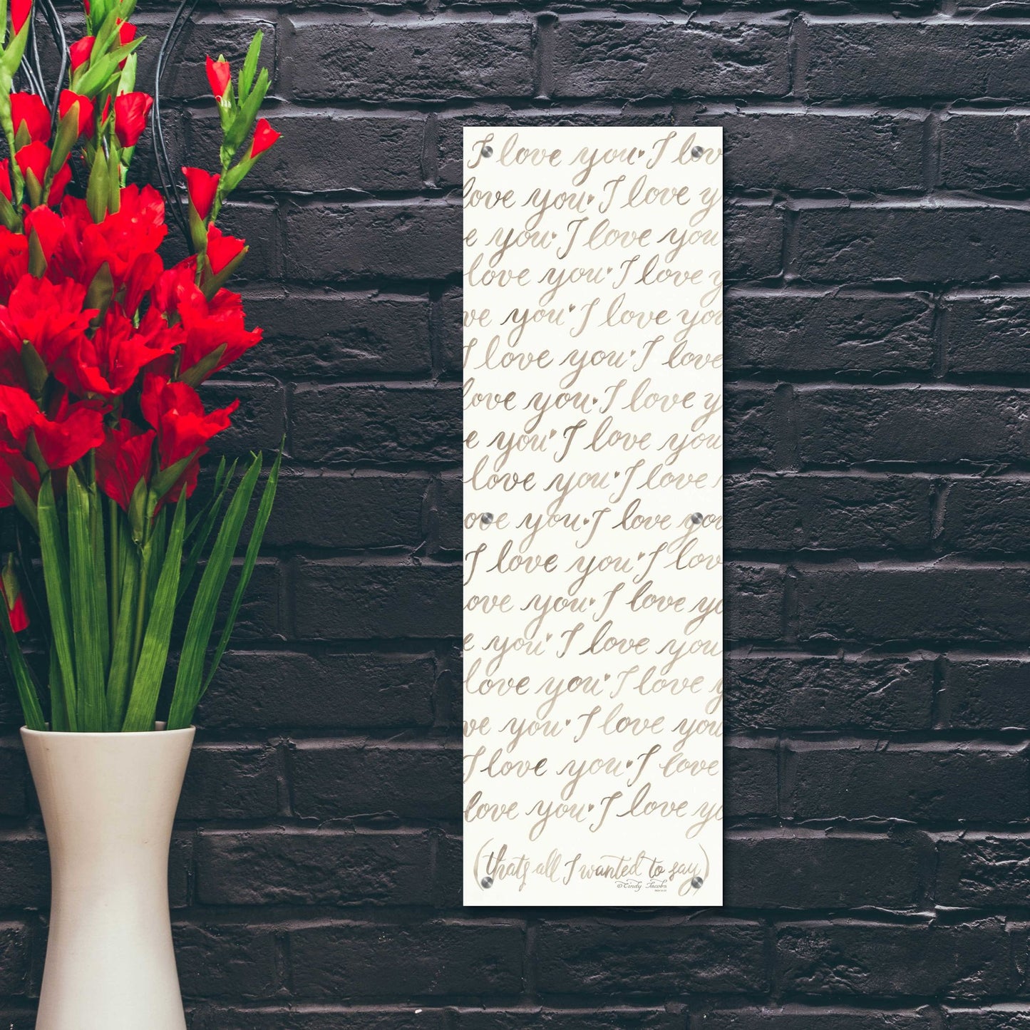 Epic Art 'Handwritten I Love You' by Cindy Jacobs, Acrylic Glass Wall Art,12x36