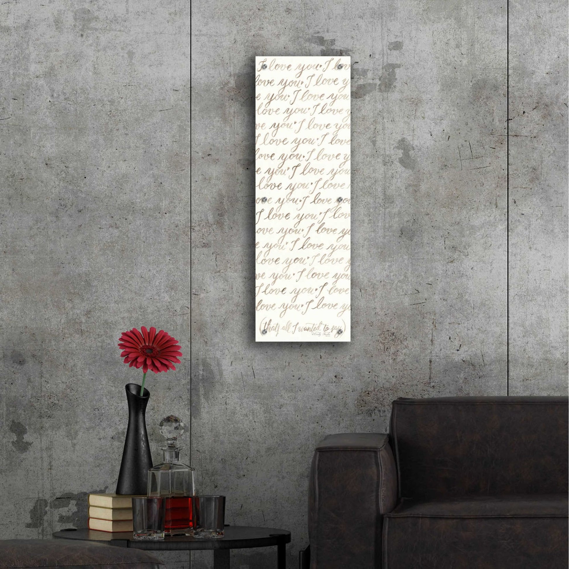 Epic Art 'Handwritten I Love You' by Cindy Jacobs, Acrylic Glass Wall Art,12x36