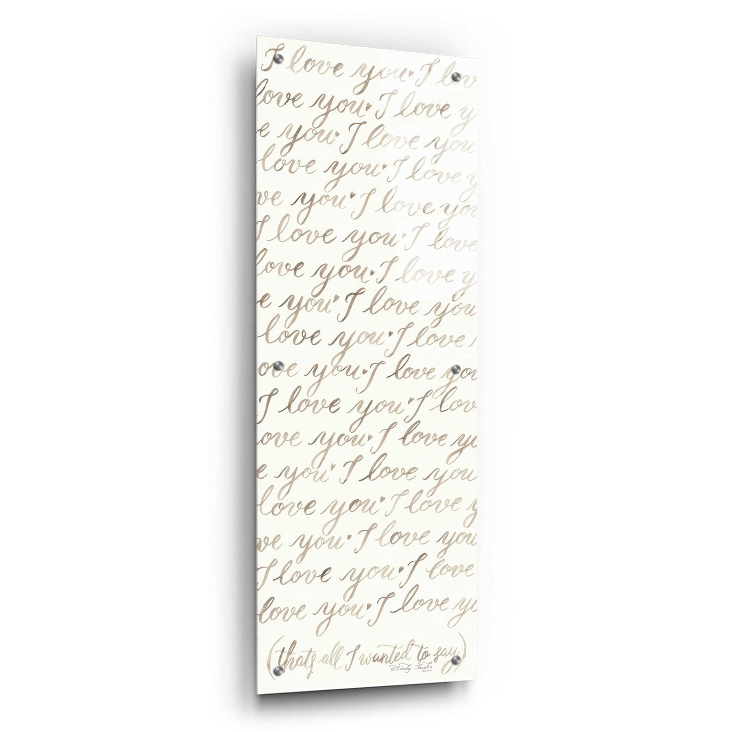 Epic Art 'Handwritten I Love You' by Cindy Jacobs, Acrylic Glass Wall Art,16x48