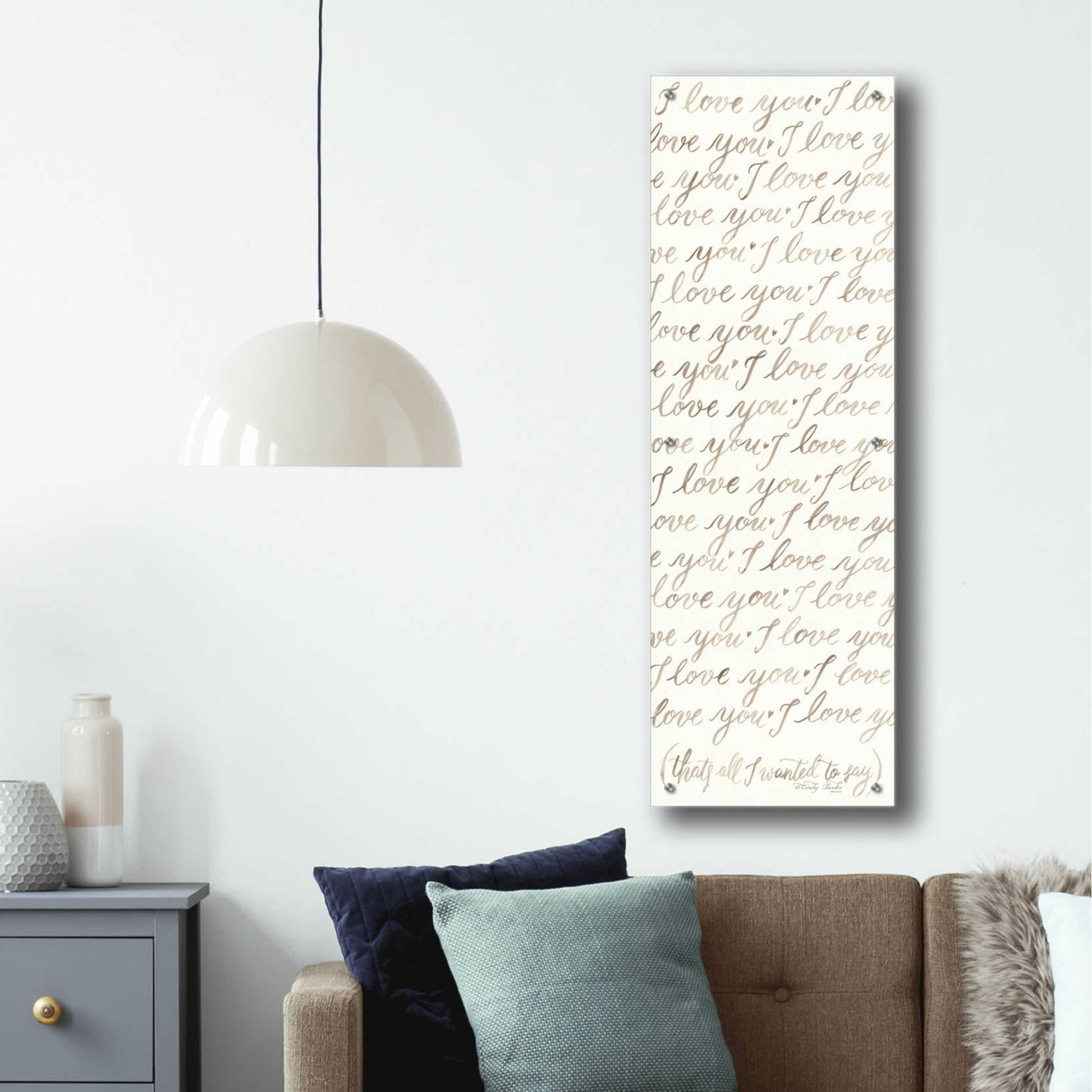 Epic Art 'Handwritten I Love You' by Cindy Jacobs, Acrylic Glass Wall Art,16x48