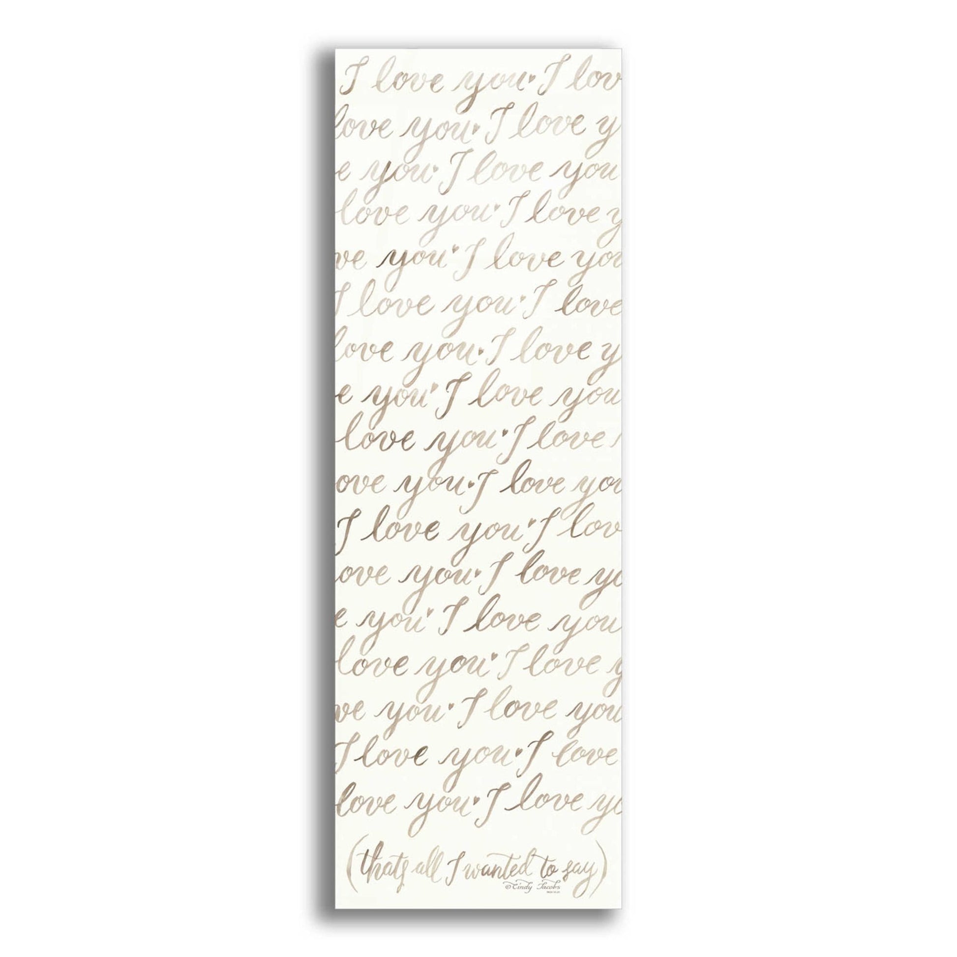 Epic Art 'Handwritten I Love You' by Cindy Jacobs, Acrylic Glass Wall Art,3-1