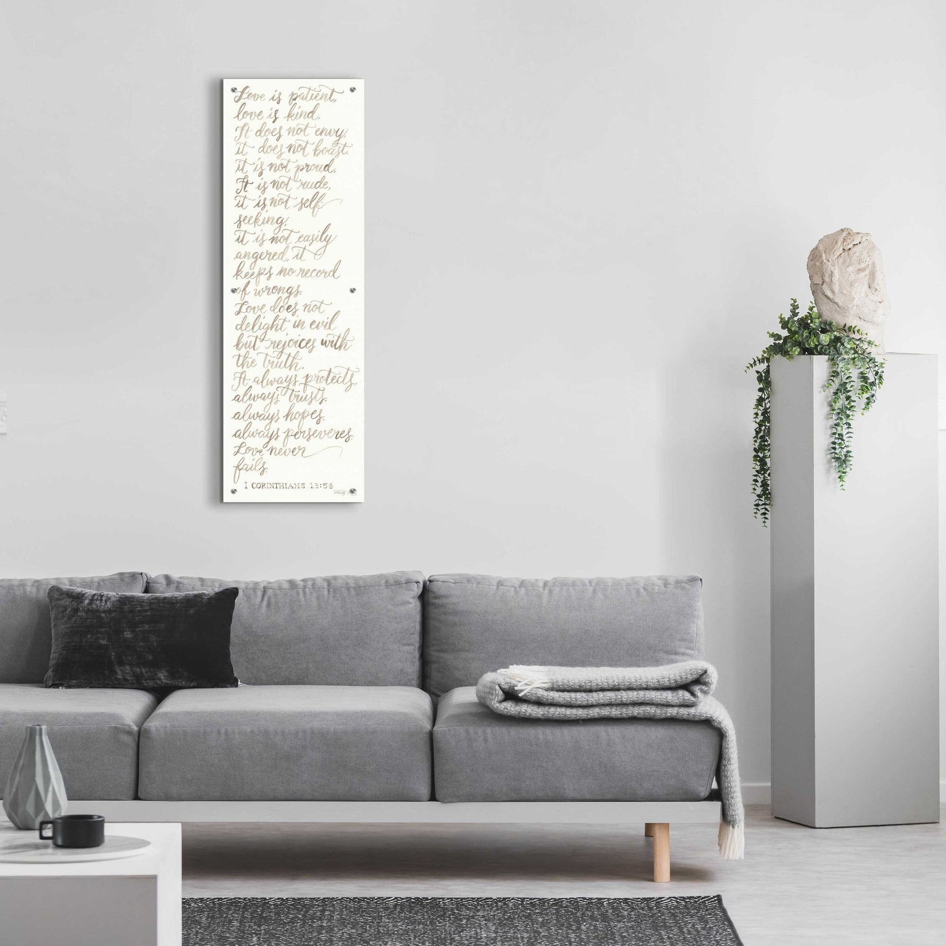 Epic Art 'Handwritten Love is Patient' by Cindy Jacobs, Acrylic Glass Wall Art,16x48