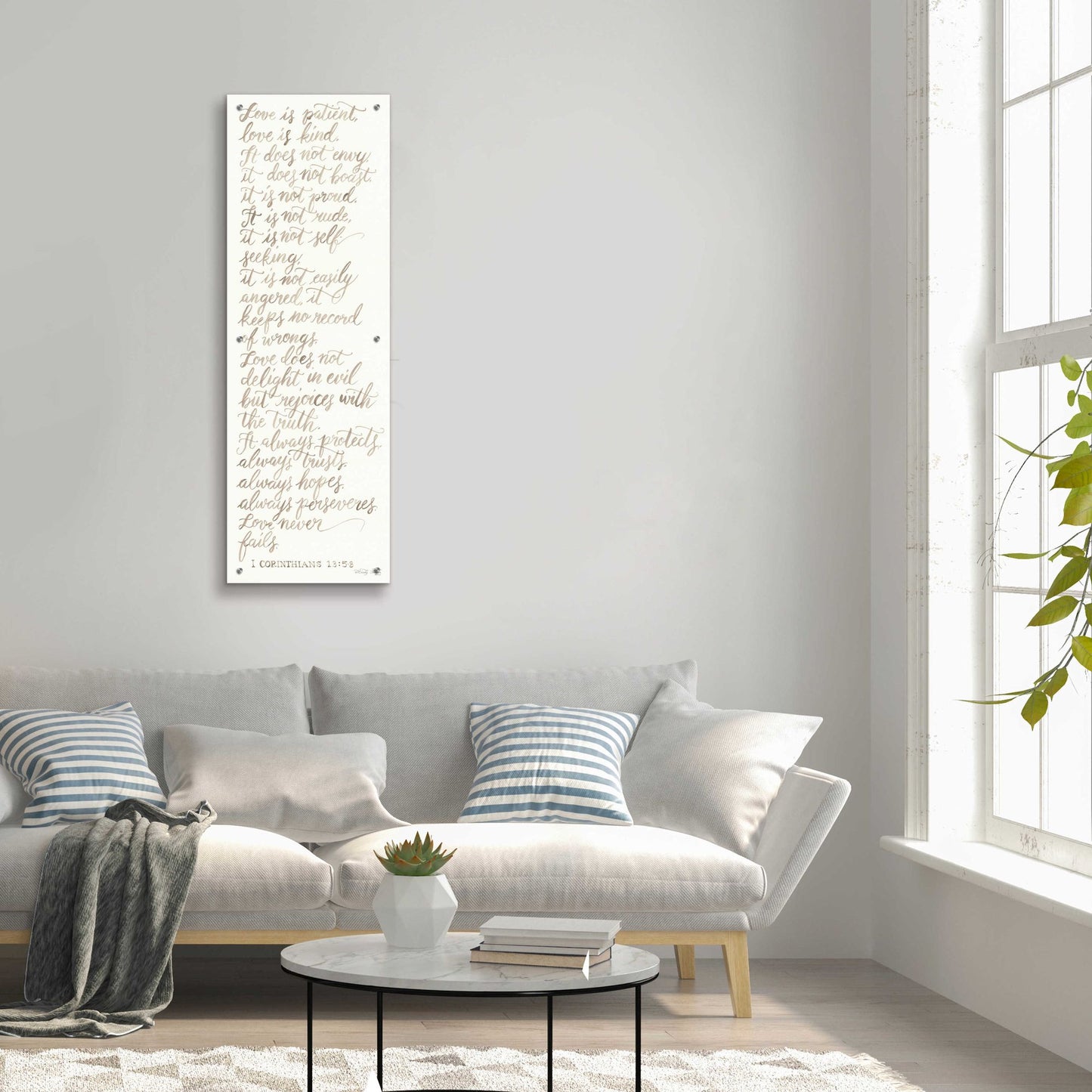 Epic Art 'Handwritten Love is Patient' by Cindy Jacobs, Acrylic Glass Wall Art,16x48