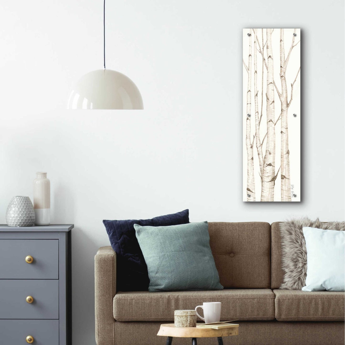 Epic Art 'Birch Trees I' by Cindy Jacobs, Acrylic Glass Wall Art,12x36