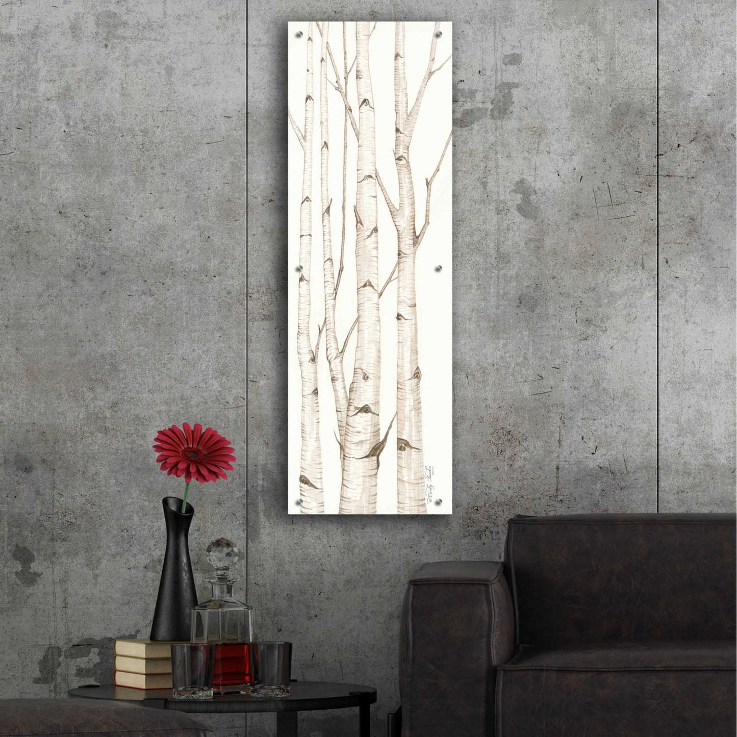 Epic Art 'Birch Trees I' by Cindy Jacobs, Acrylic Glass Wall Art,16x48