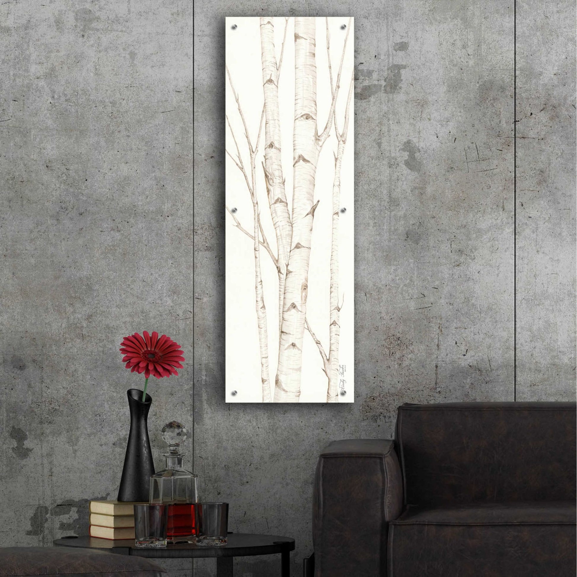 Epic Art 'Birch Trees II' by Cindy Jacobs, Acrylic Glass Wall Art,16x48