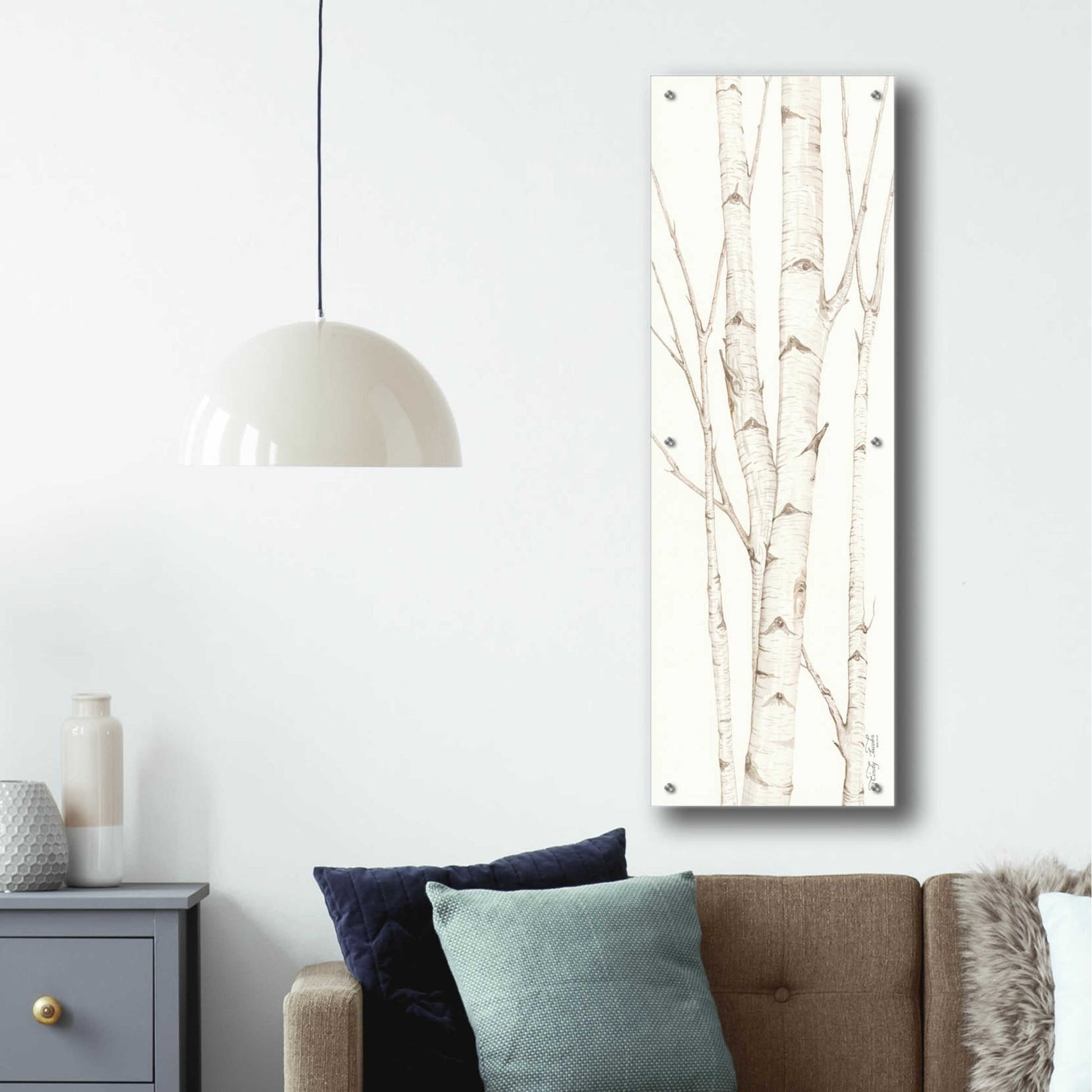 Epic Art 'Birch Trees II' by Cindy Jacobs, Acrylic Glass Wall Art,16x48