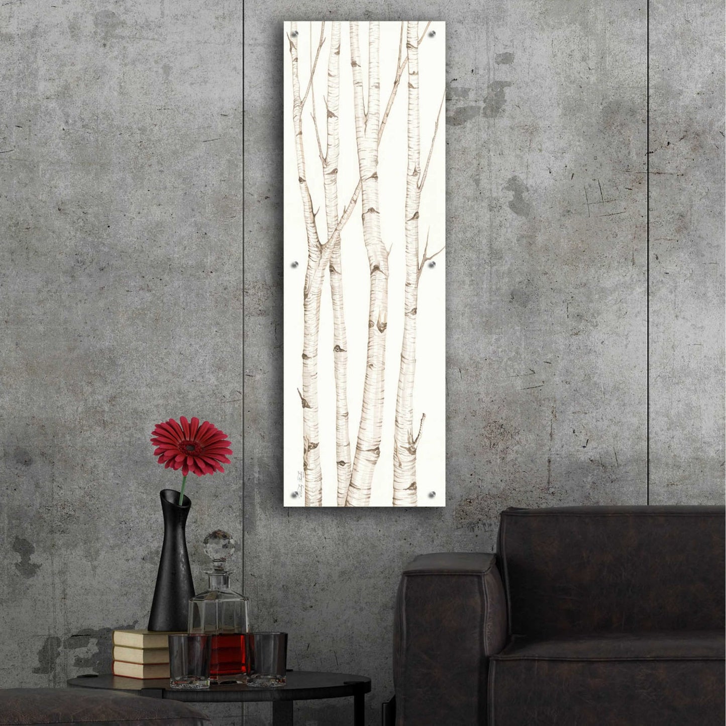 Epic Art 'Birch Trees III' by Cindy Jacobs, Acrylic Glass Wall Art,16x48