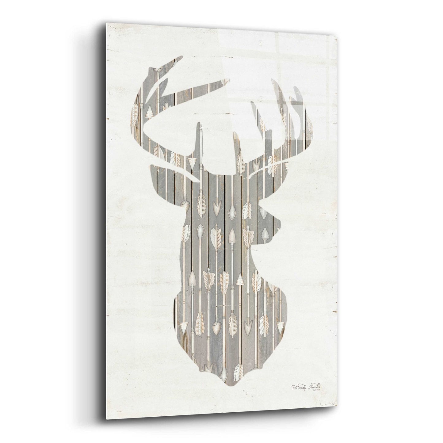 Epic Art 'Deer and Arrows Silhouette' by Cindy Jacobs, Acrylic Glass Wall Art,12x16